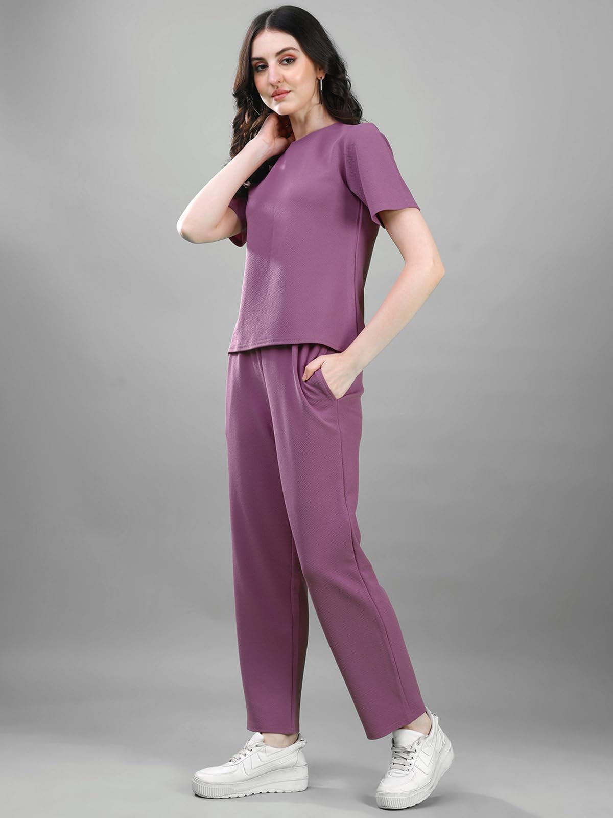 Selvia Co-Ords Set For Women|Lycra Top & Trouser Set|Casual Co-Ords Set For Women|Solid Two Piece Co-Ord Set|Sports Wear Co-Ords