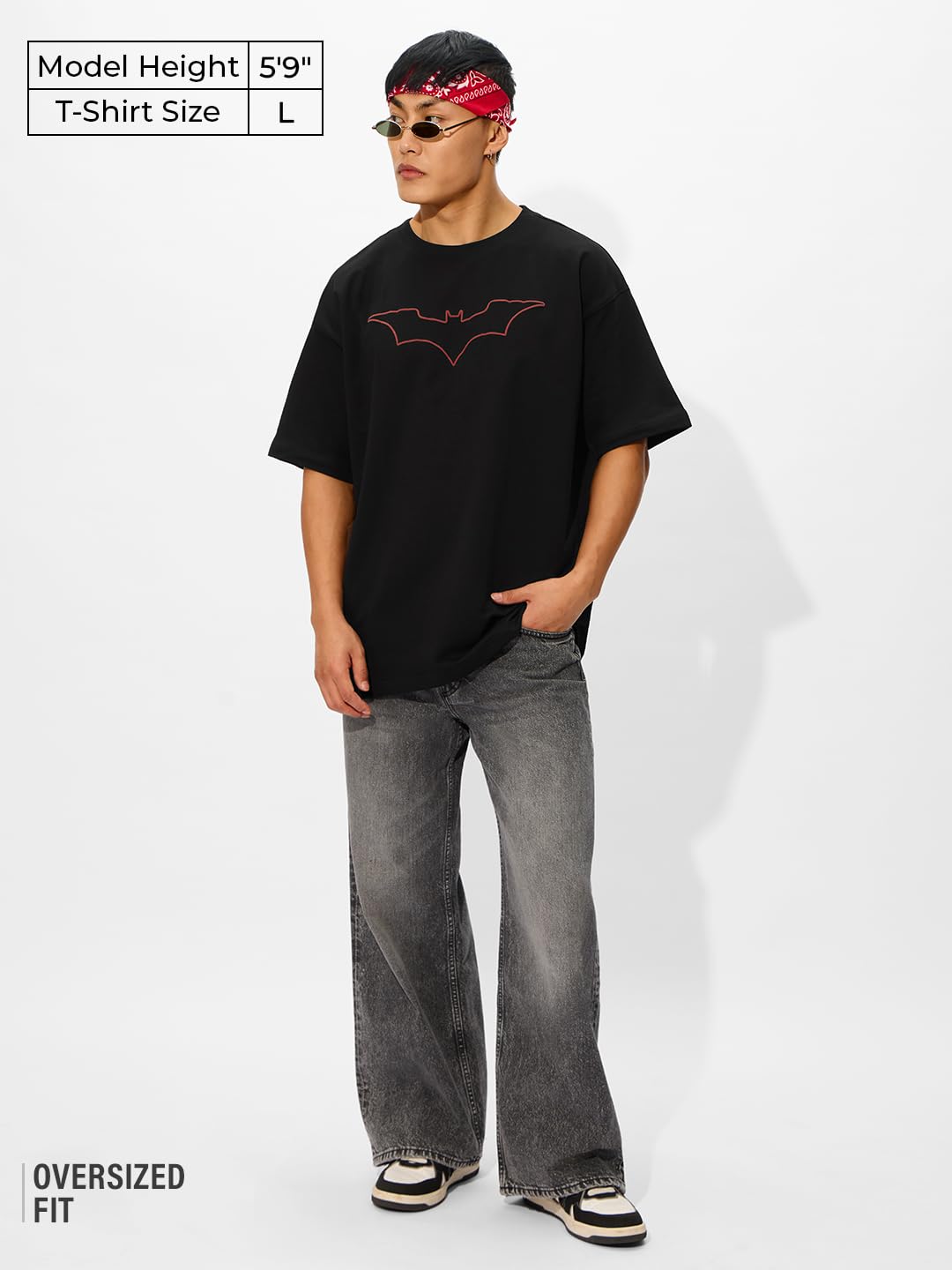 The Souled Store Official Batman Originals: Justice Oversized T-Shirt for Men Boys Cotton Casual Half Sleeves Baggy Loose Fit Dr