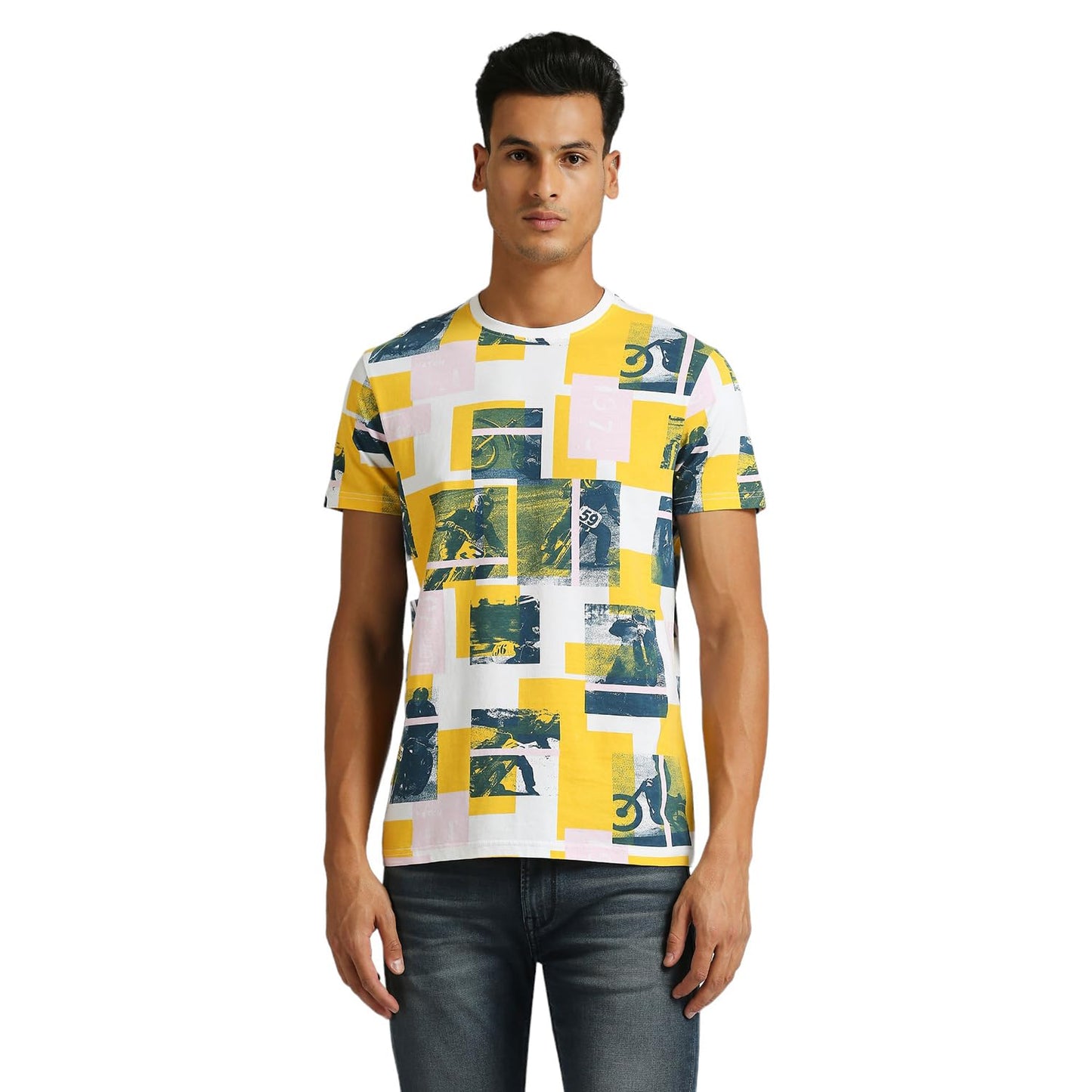 Pepe Jeans Macbeth Biker Inspired All Over Printed Tee White