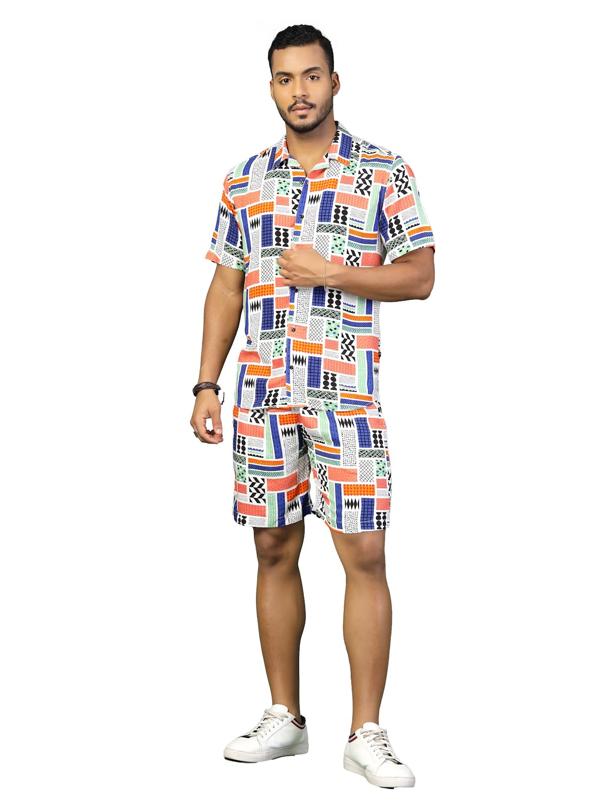 Rigo Printed Co-Ord Set For Men | Casual Shirt & Shorts Night Suit | Lounge-Wear Nightdress Pajama Set | Night, Beach, Vacation