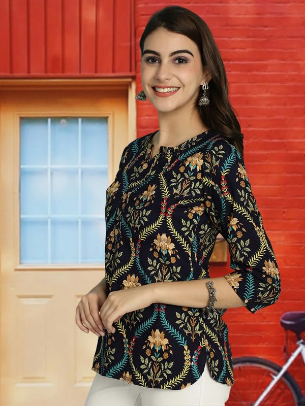 Pinkmint Tunic Top for Women ll Stylish Printed V Neck Button Down Combo Tops ll Stylish Short Top ll (Pack of 3)