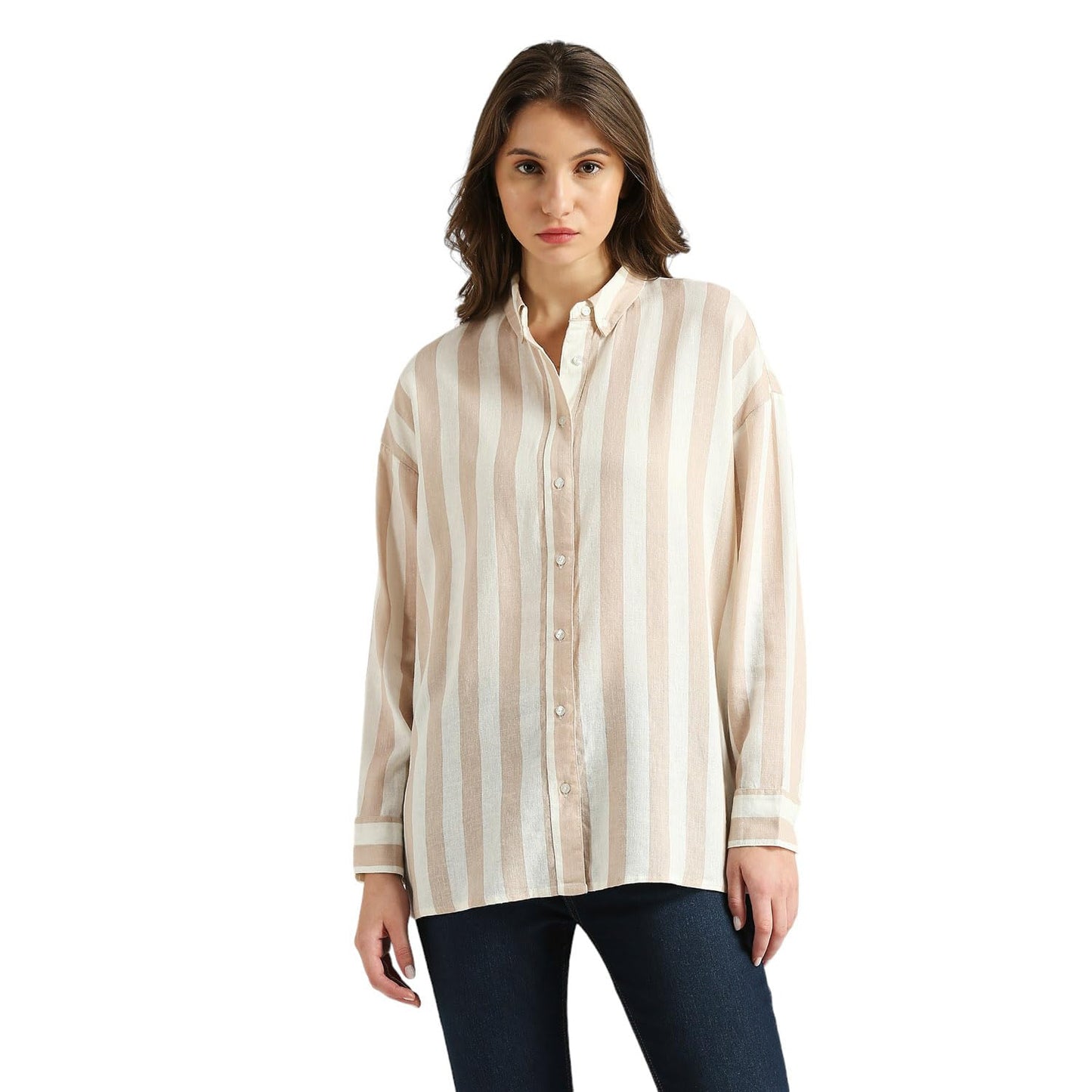 Blake Linen Viscos Oversize Fit Striper Shirt.
