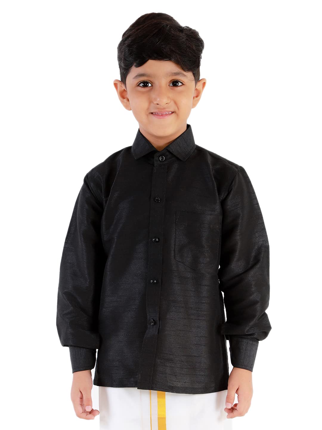 JBN Creation Boys Black Silk Blend Ethnic Shirt | Effortless Style for Everyday Comfort | Modern Designs, Quality Fabrics, and