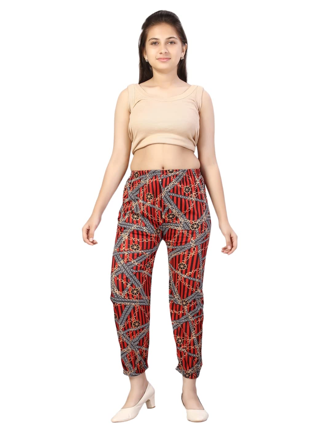 Aarika Girl's Relaxed Pants (HRM-KG-2502_Red_36)