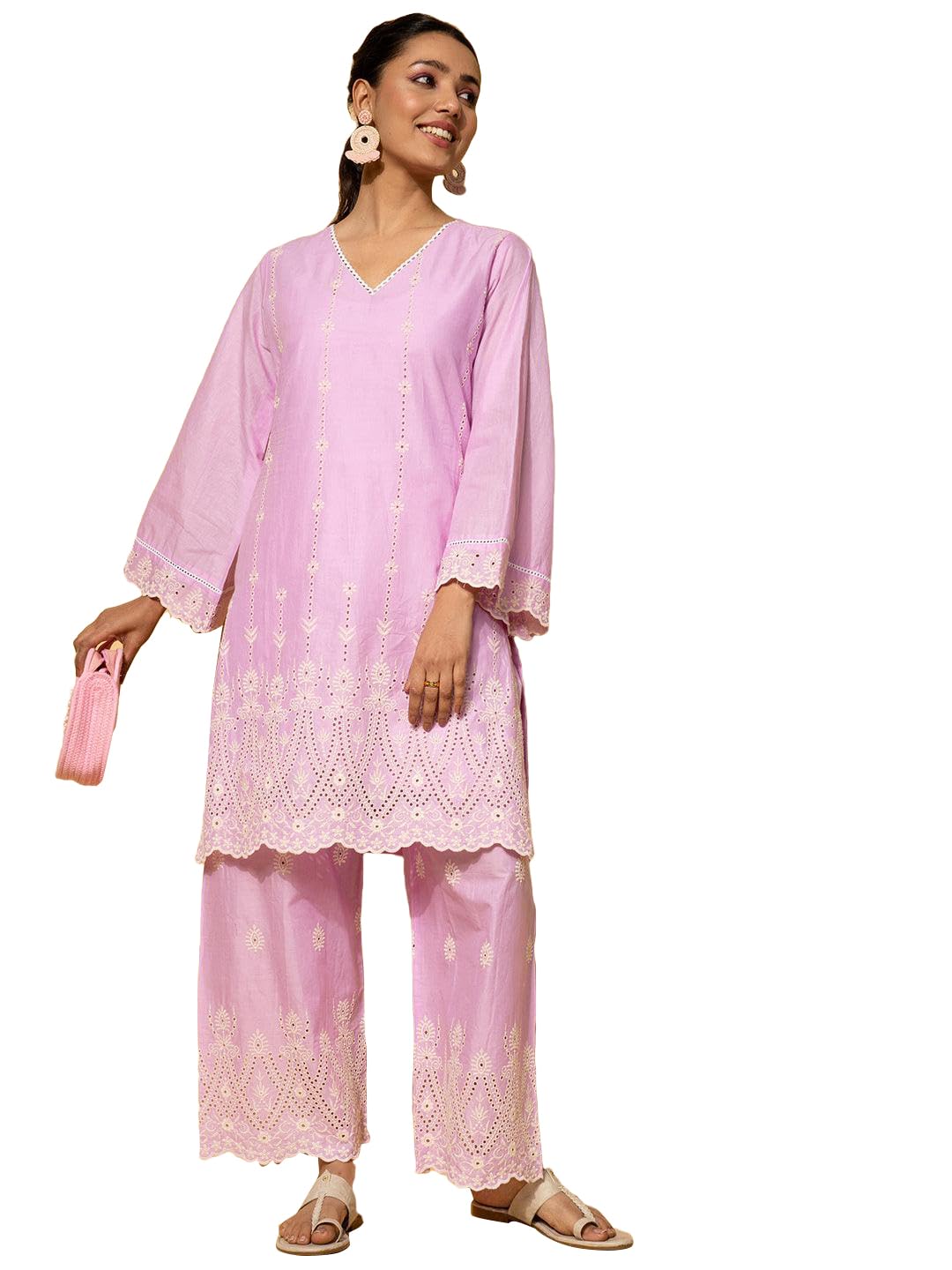 Libas Womens Embroidered Cotton Co-Ord Set For Women