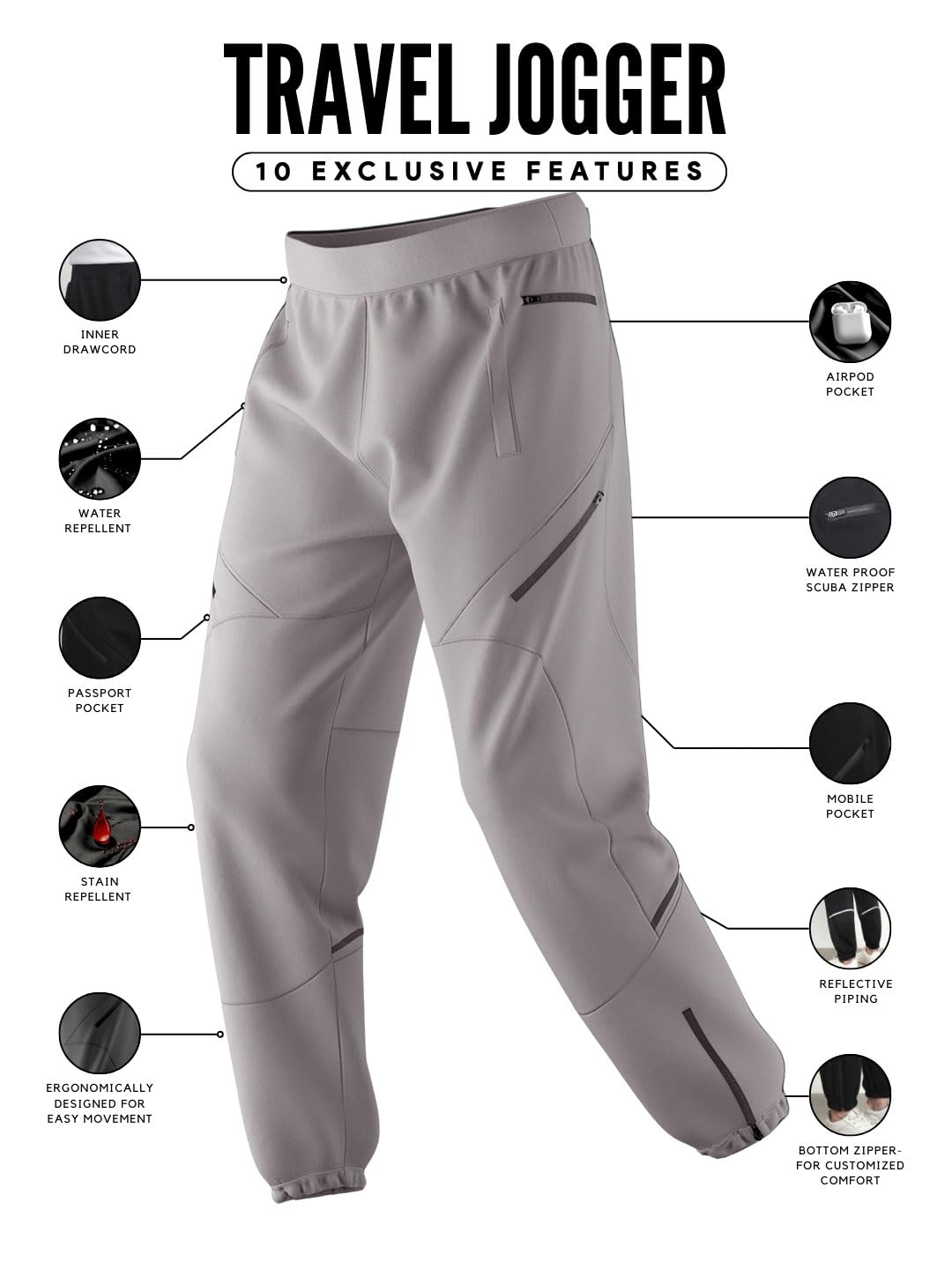Nobero MenS Loose Sweatpants (1M-Bwjg-R0137_Steel Grey