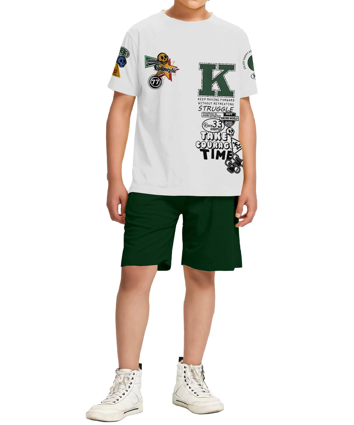 Kyda Kids 100% Pure Cotton Boys Premium Printed Tshirt And Shorts Co-Ords Set (Pack Of 1)