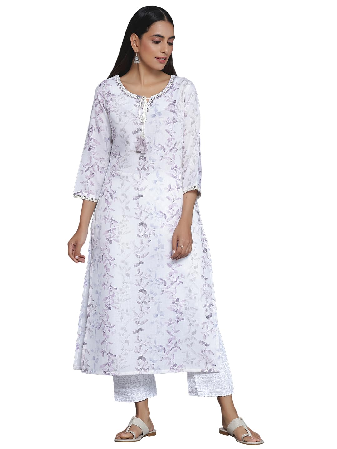 Libas WomenS Cotton Printed Straight Kurta (37128_Off White