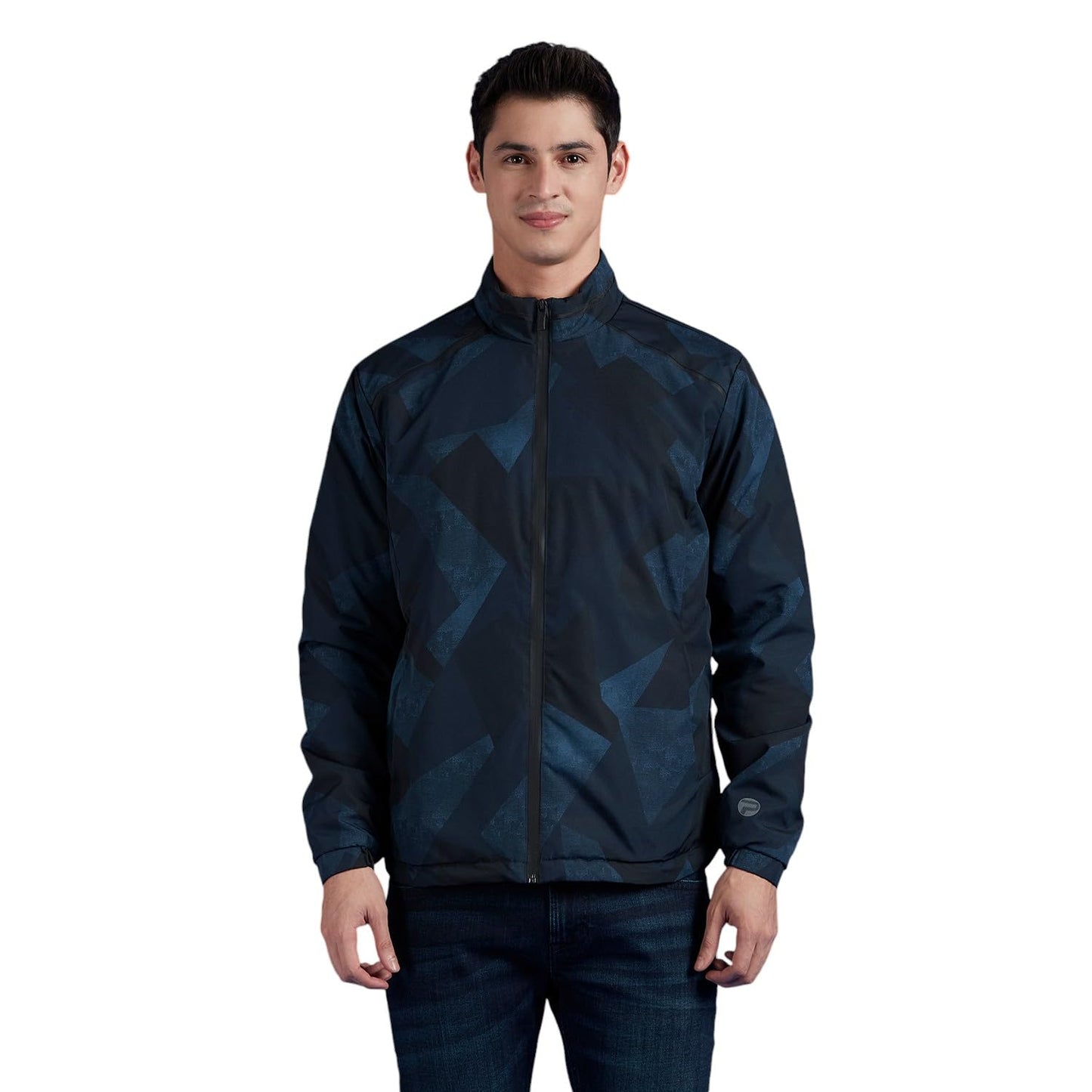 Black Abstract Print Full Sleeve Lightweight Jacket