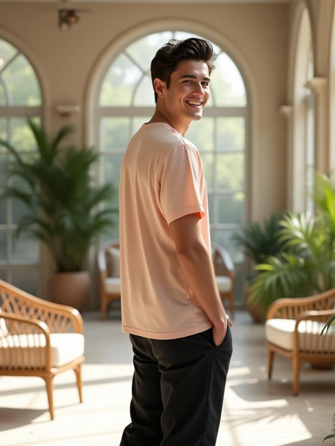 Nobero MenS Regular Fit T-Shirt (1M-Twts-C0561-Wr_Blush