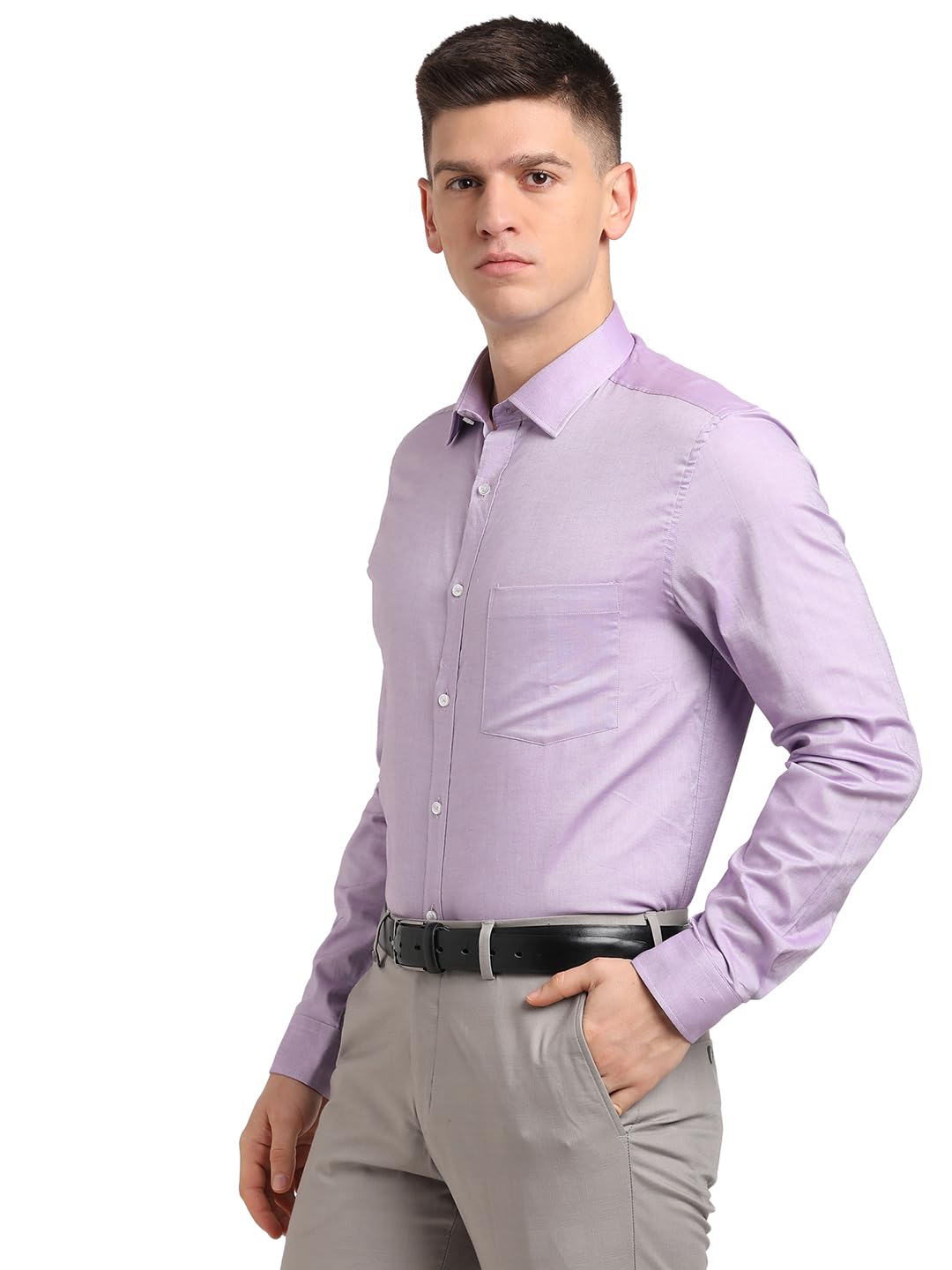 Turtle Men 100% Cotton Purple Solid Slim Fit Full Sleeve Formal Shirt
