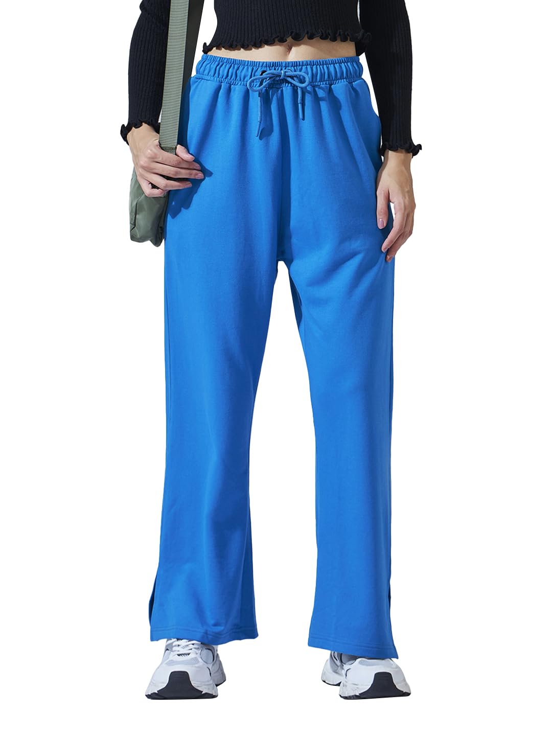 Bewakoof Air 1.0 WomenS Solid Regular Fit Trousers_604233_Blue_L