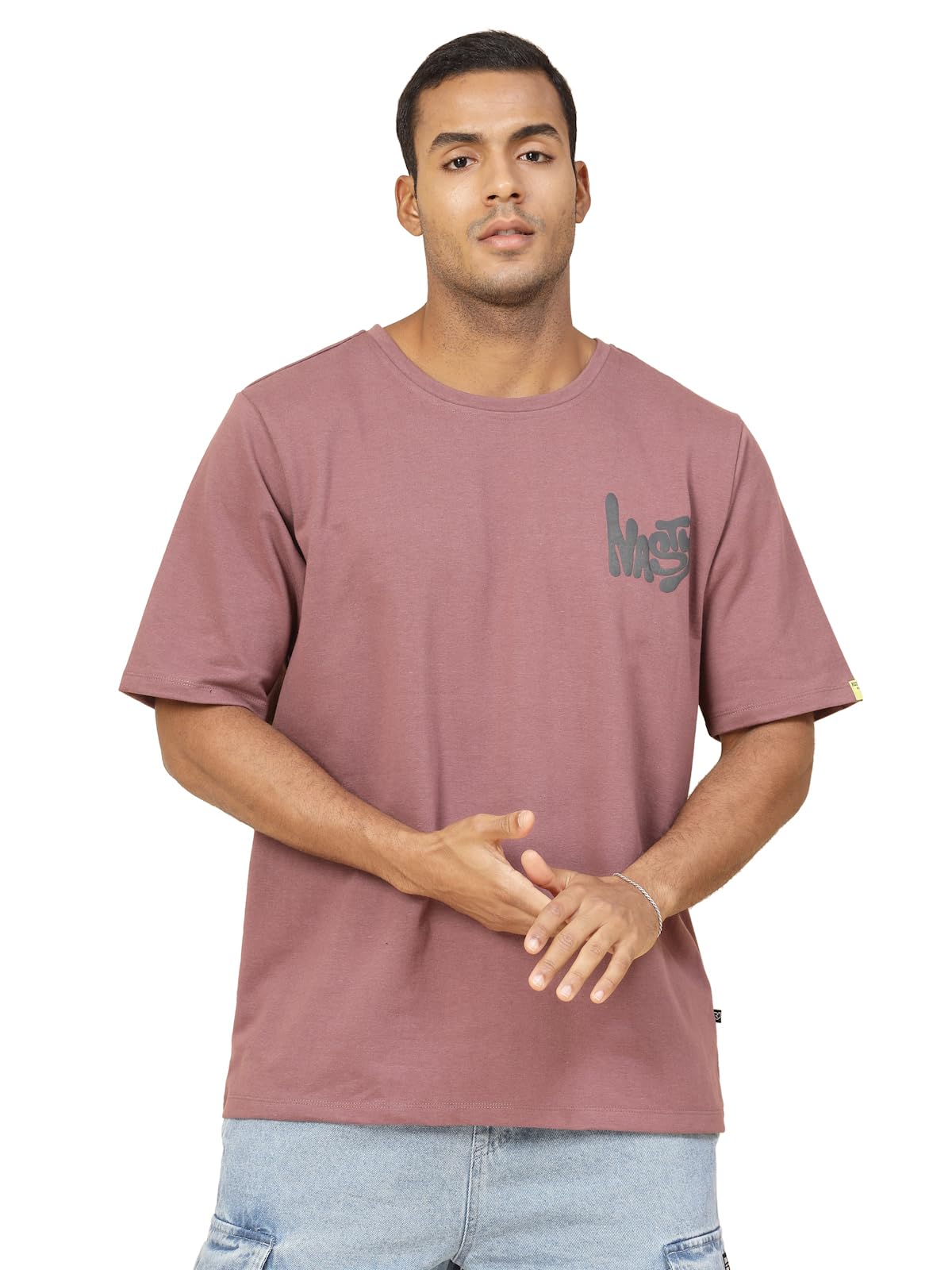 Rigo Terry Printed Oversized T-Shirt for Men | Drop Shoulder, Half Sleeves T-Shirt for Men | Oversized Baggy Fit T-Shirt for Men