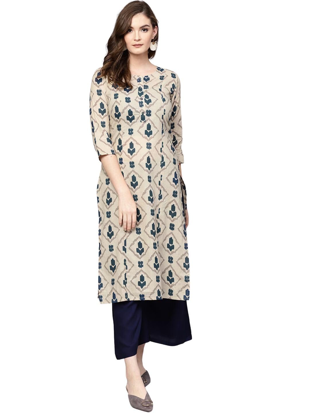 rytras Women's Cotton Printed Straight Kurta Pant Set