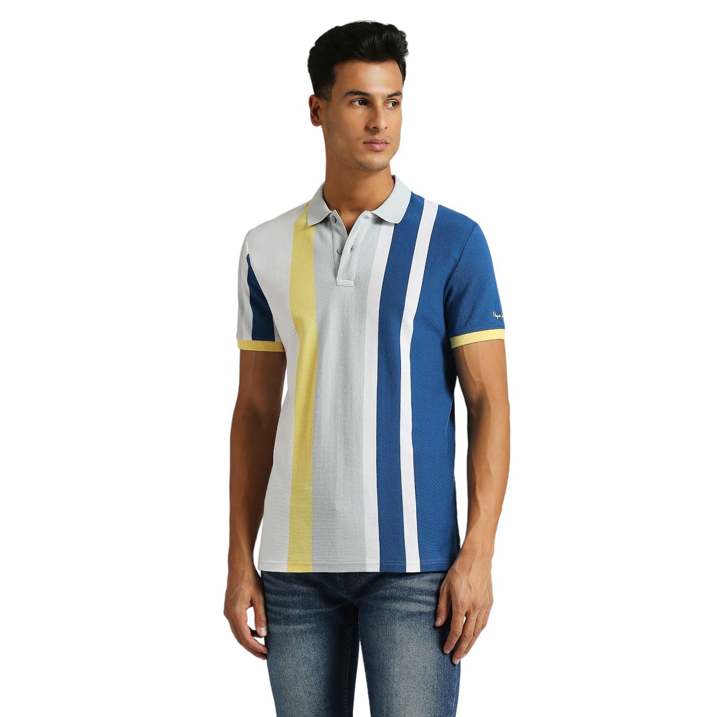 Pepe Jeans MenS Striped Regular Fit T-Shirt (Pm542179_Regal Blue