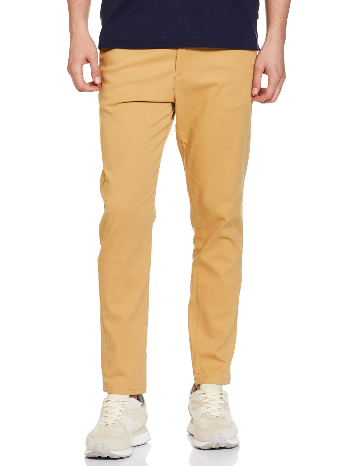 The Indian Garage Co Men Slim Fit Solid Mid-Rise Chinos Beige