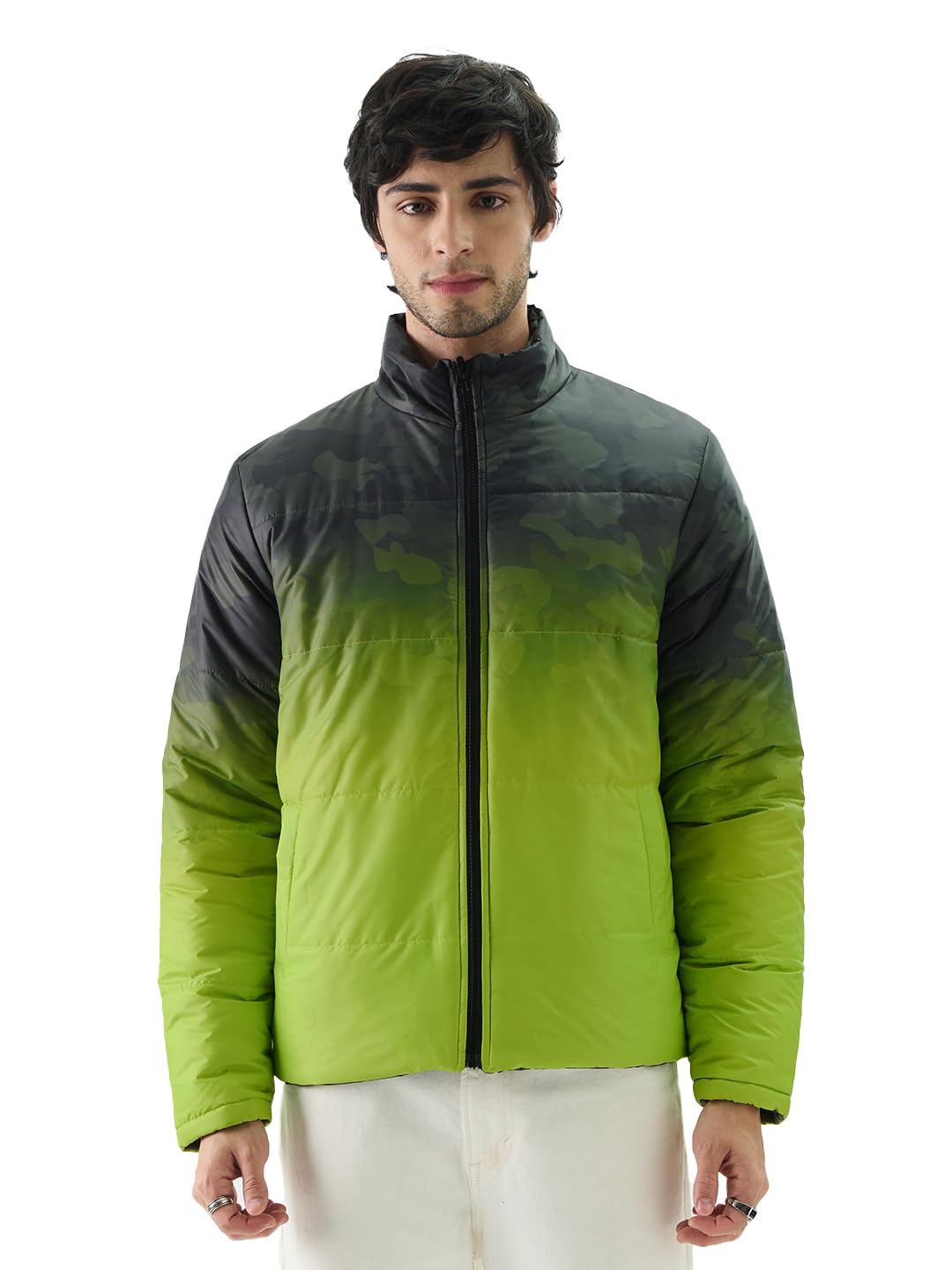 The Souled Store TSS Originals: Camo Fade Men Puffer Jackets Jackets Winter Coats Outerwear Bomber Puffer Windbreaker Hooded Qui