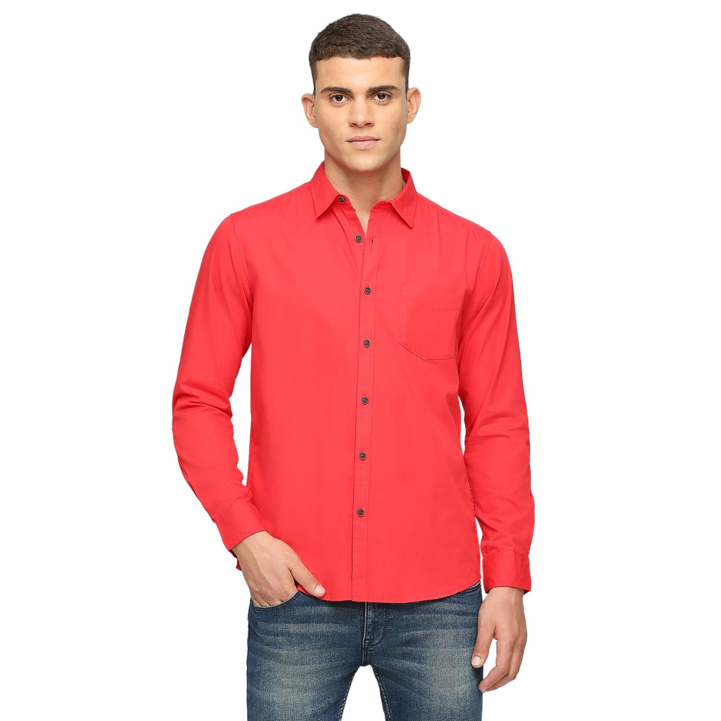 Pepe Jeans MenS Solid Regular Fit Shirt (Pm308461_Dark Green