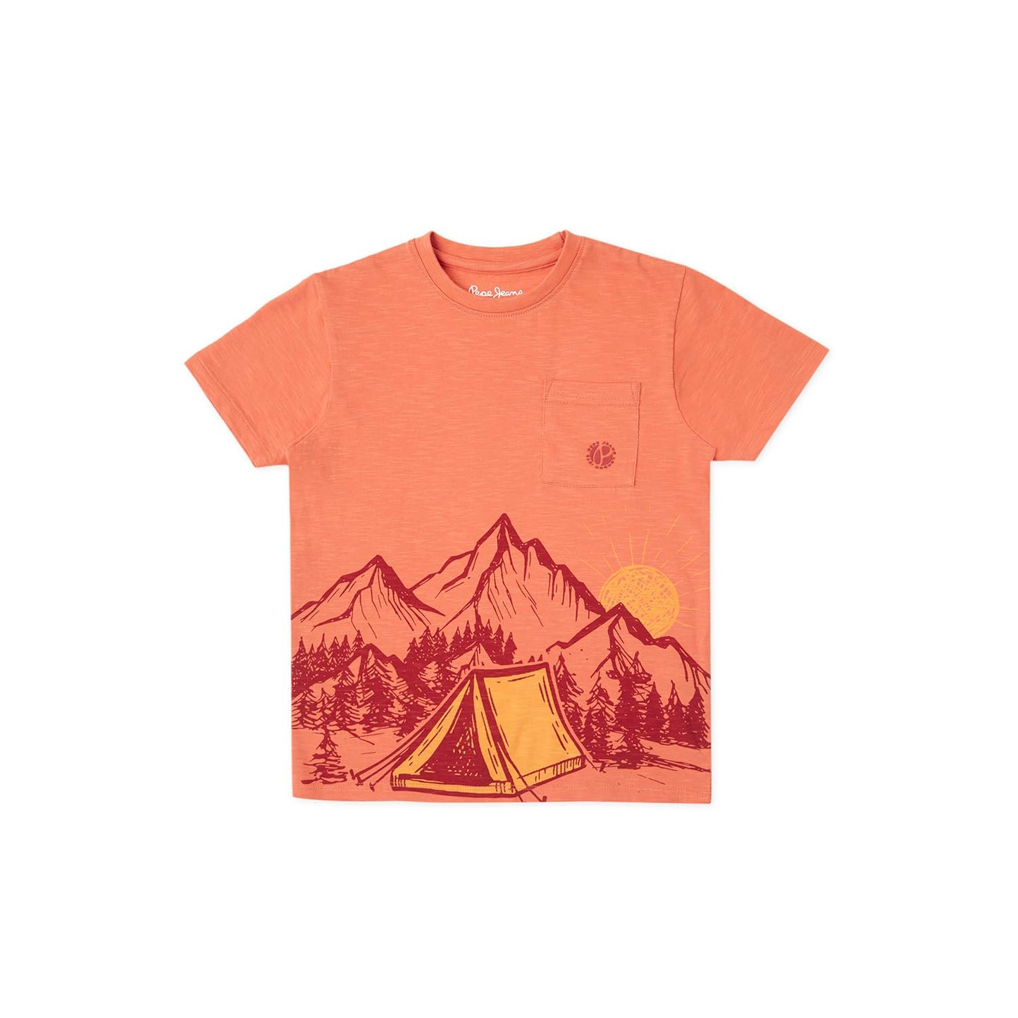 Pepe Jeans Tryver Graphic Printed T-Shirt Peach Orange