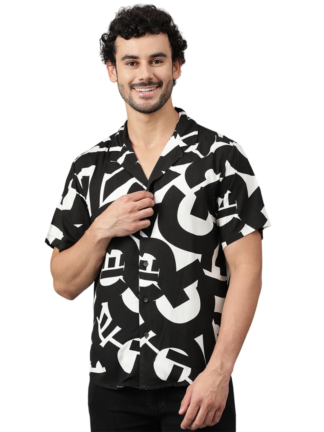 Kotty MenS Fashionable/Casual Printed Spread Collar & Premium Fabric & Stylish & Comfortable Casual Wear Shirt(Multicolor,L)