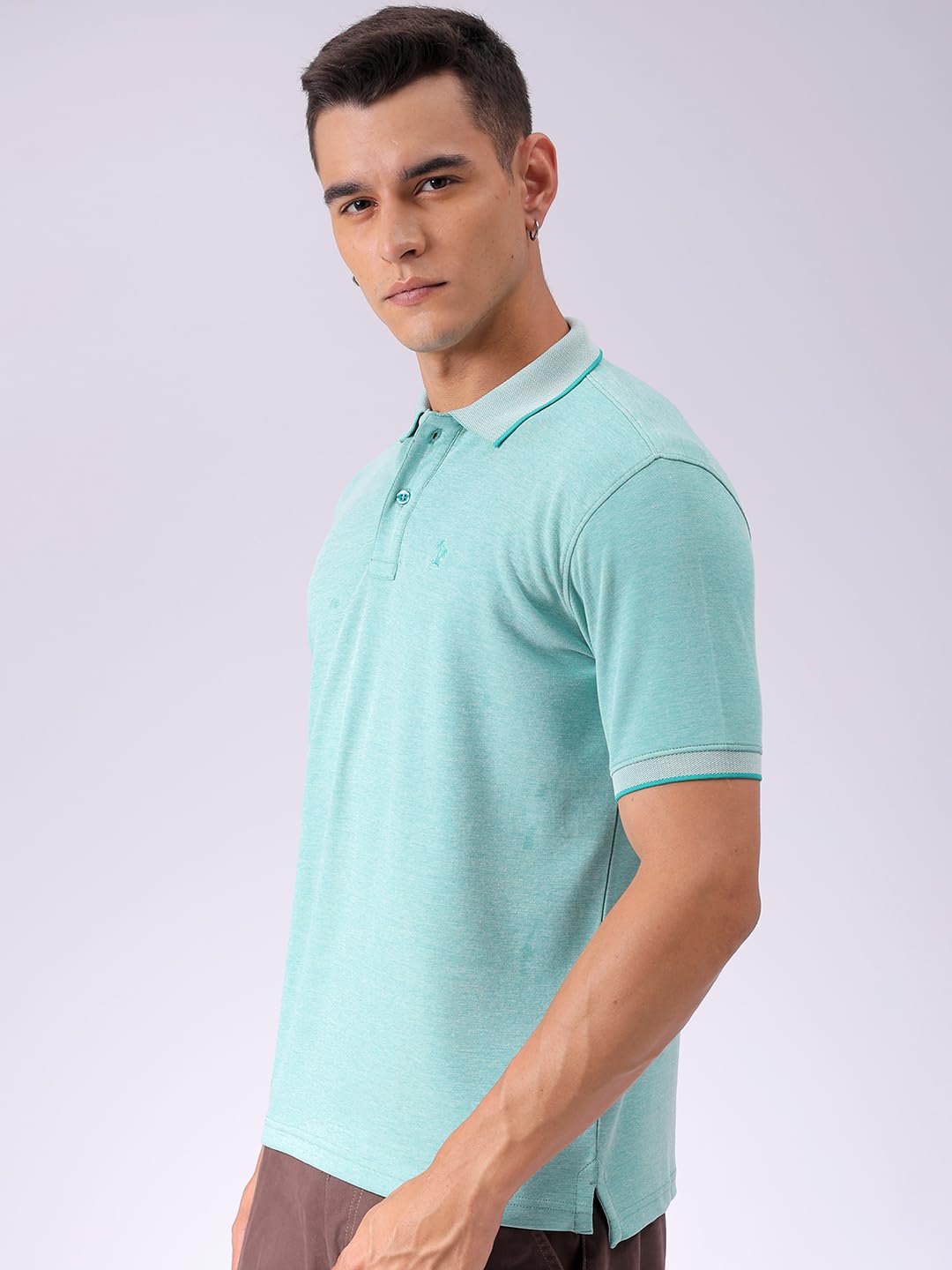 The Indian Garage Co Men Slim Fit Placement Embroidery Polo Collar Tshirt
