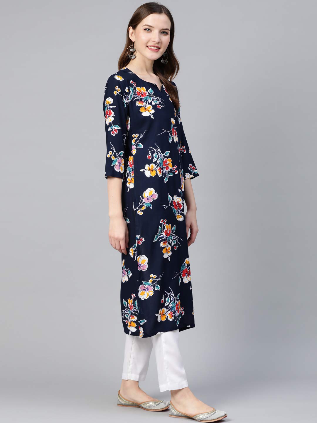 idaLia Women's Navy Blue Cotton Dress