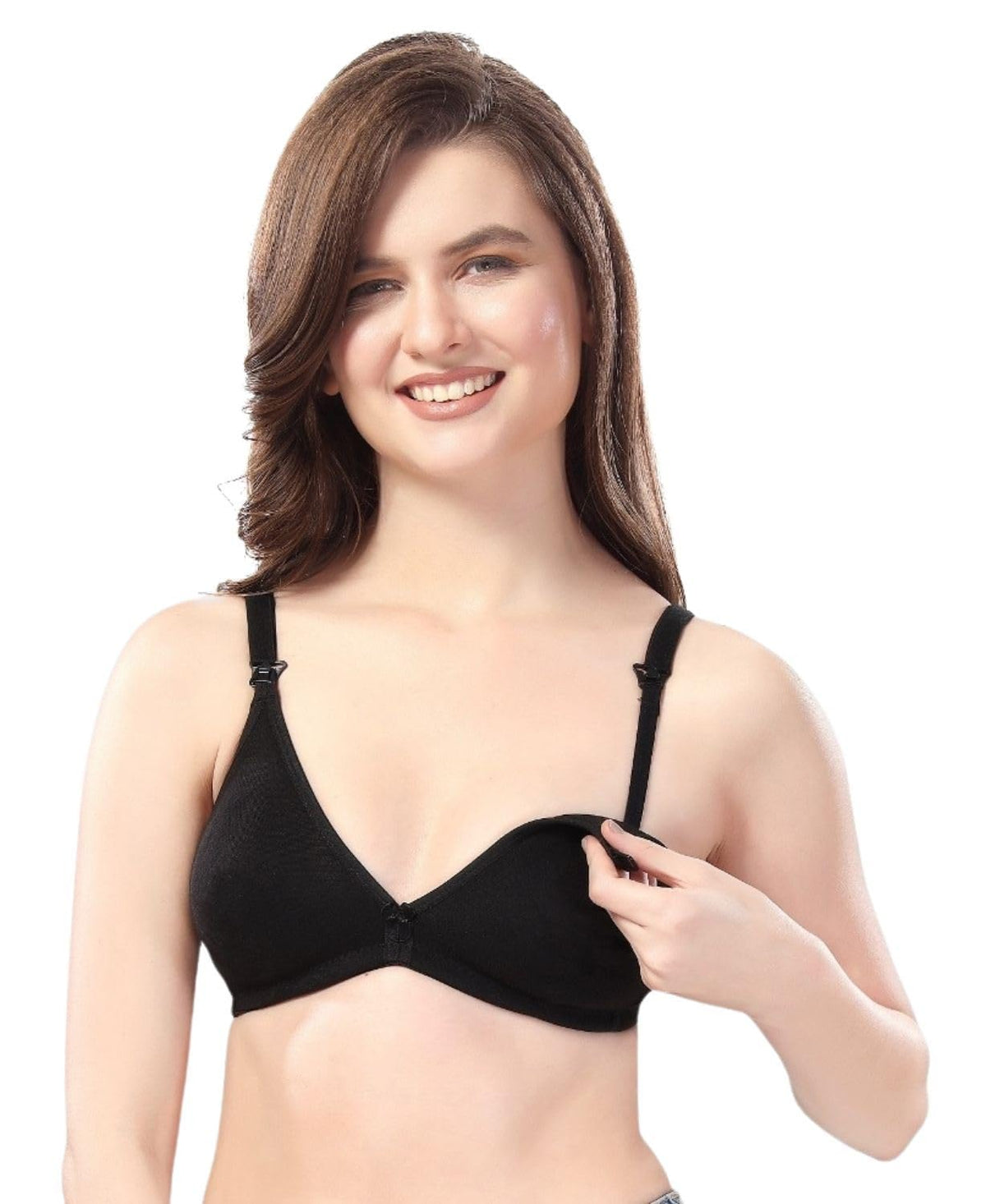Fabme WomenS Cotton Non Padded Wire Free Seamless Bra Black