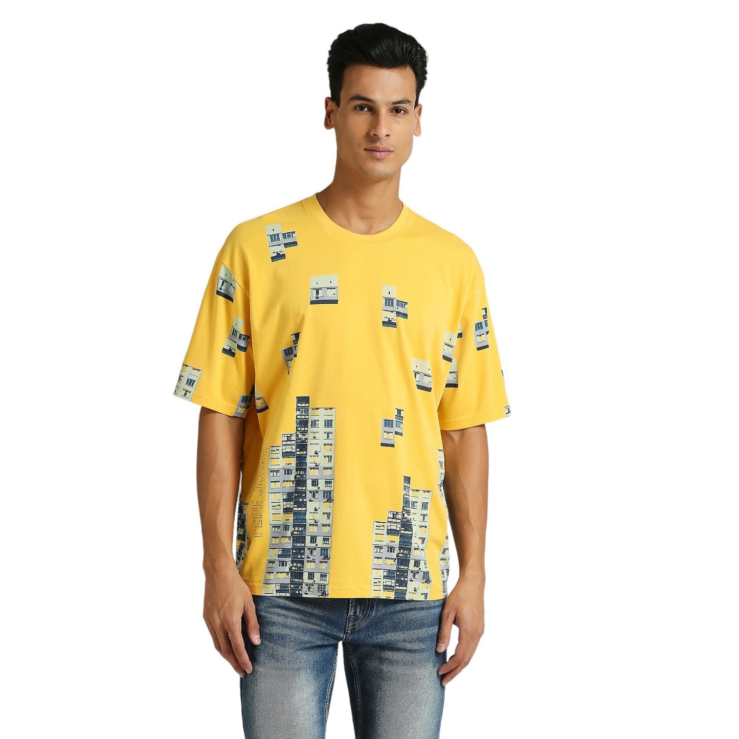 Pepe Jeans MenS Cartoon Oversized Fit T-Shirt (Pm509671_Yellow_Pale
