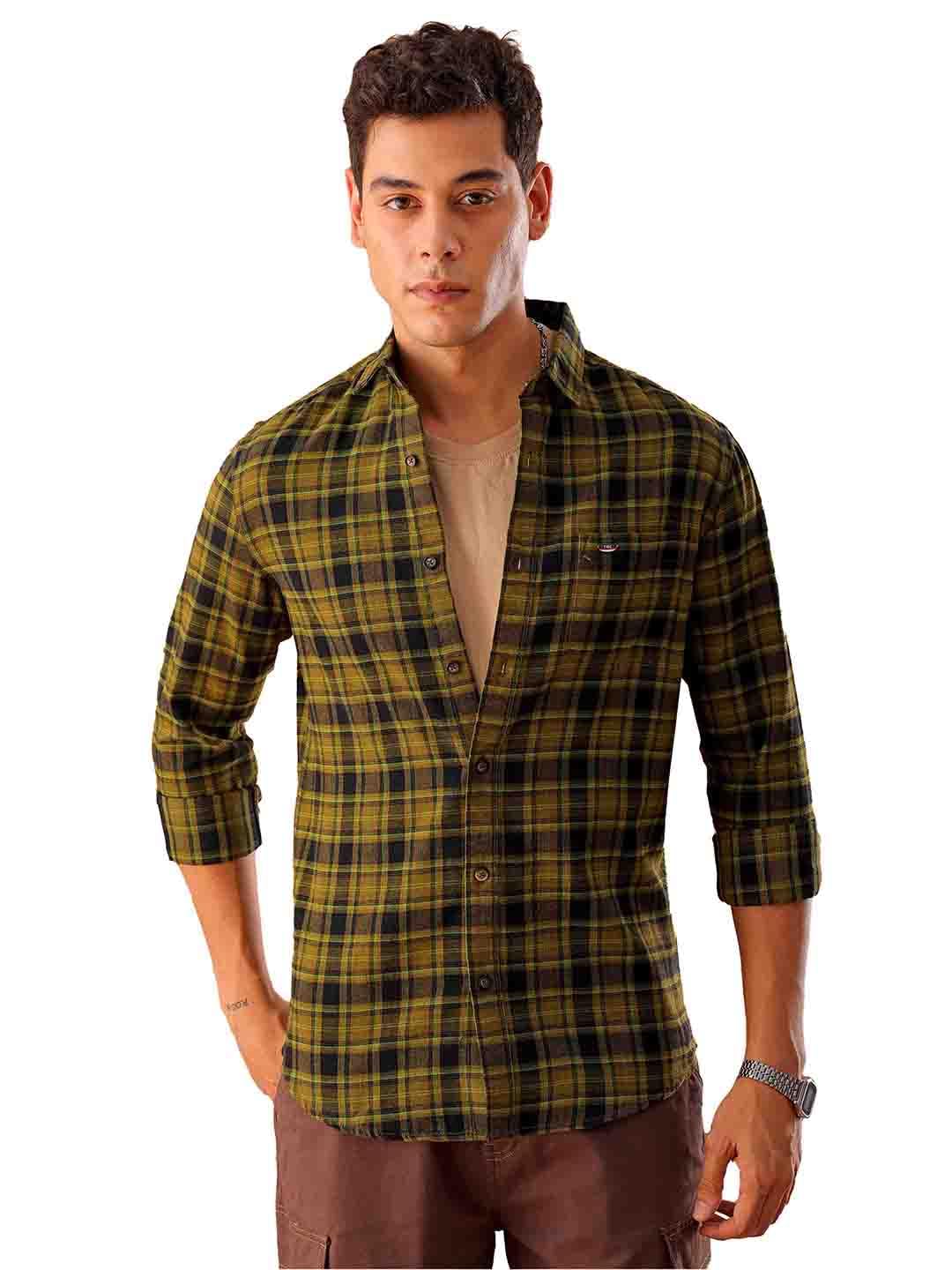 The Indian Garage Co Mens Slim Fit Shirt (1223-SHBCYD-07-02_Green