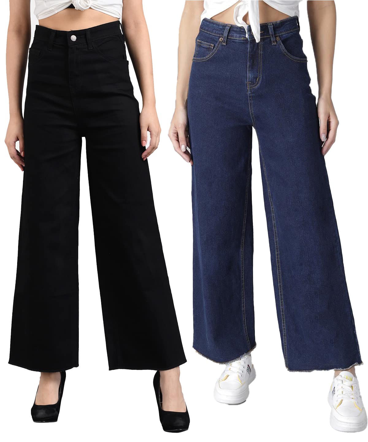 Kotty Women Flared High Rise Multicolor Jeans (Pack Of 2)