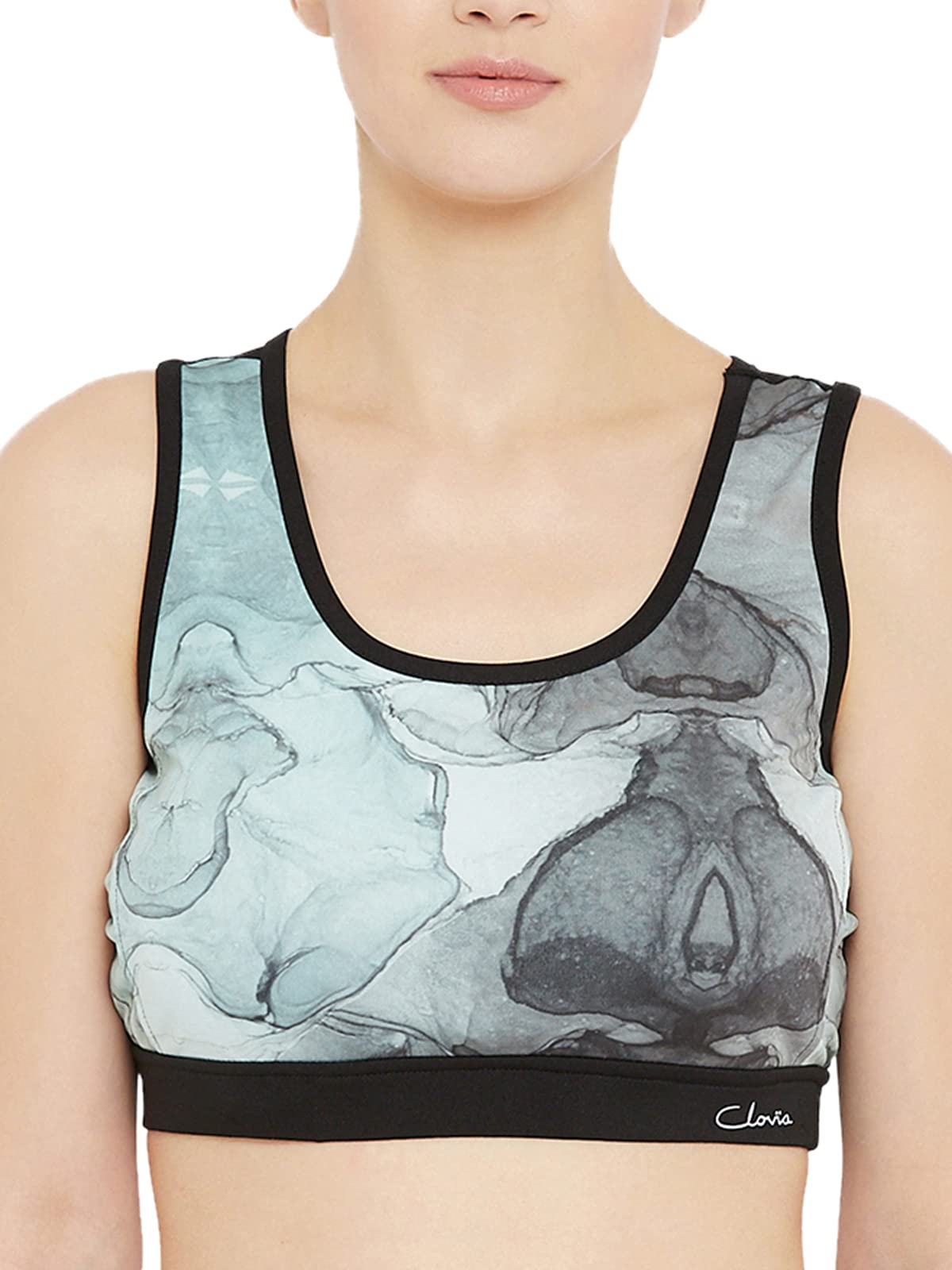 Clovia Womens Polyester Lightly Padded Wire Free Sports Bra (BR2069A18L_White_L)