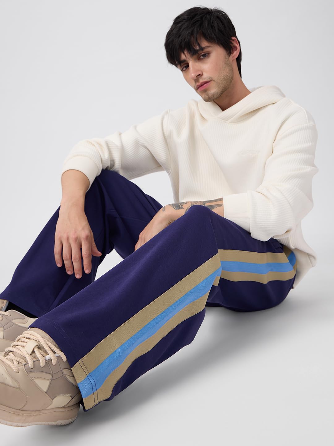The Souled Store Colourblock Joggers: Twilight Men and Boys Drawstringed Loose Fit Cotton Korean Joggers