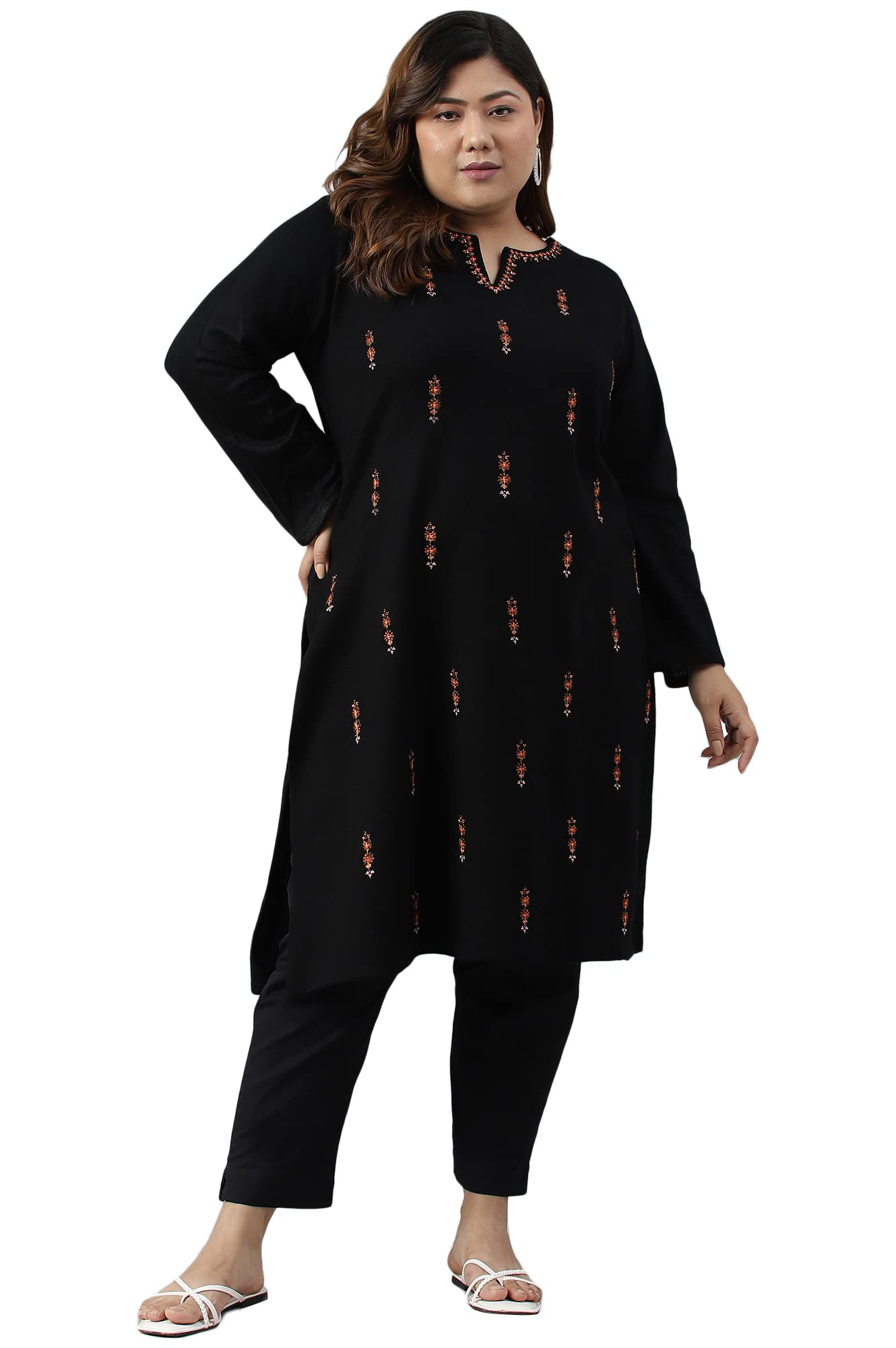 W for Woman for Women Acrylic Embroidered Winter Kurta