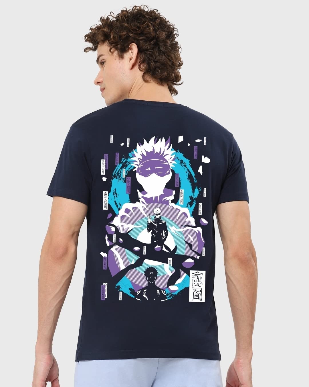 Mens Blue Gojo Domain Graphic Printed T-Shirt