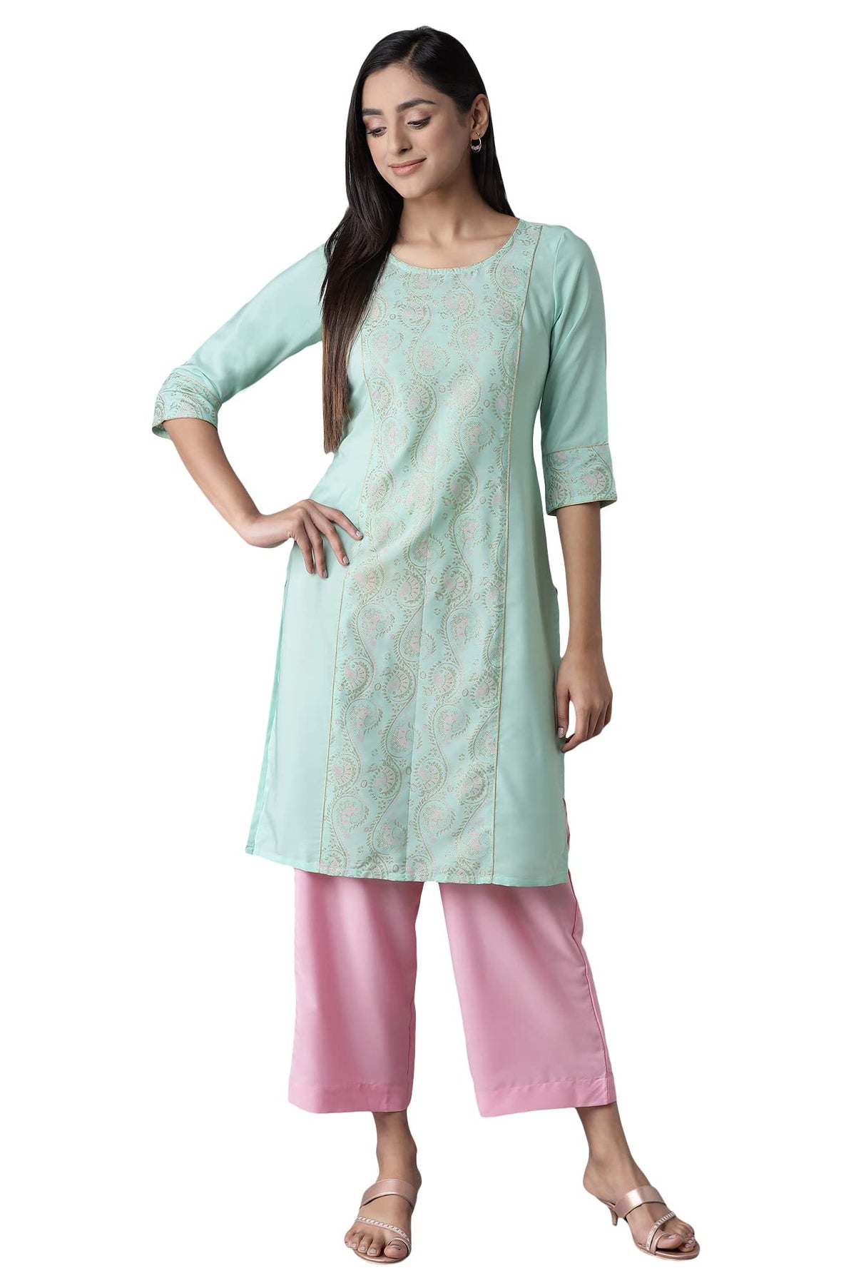 Aurelia Womens Polyester Kurta-Straight Culotte