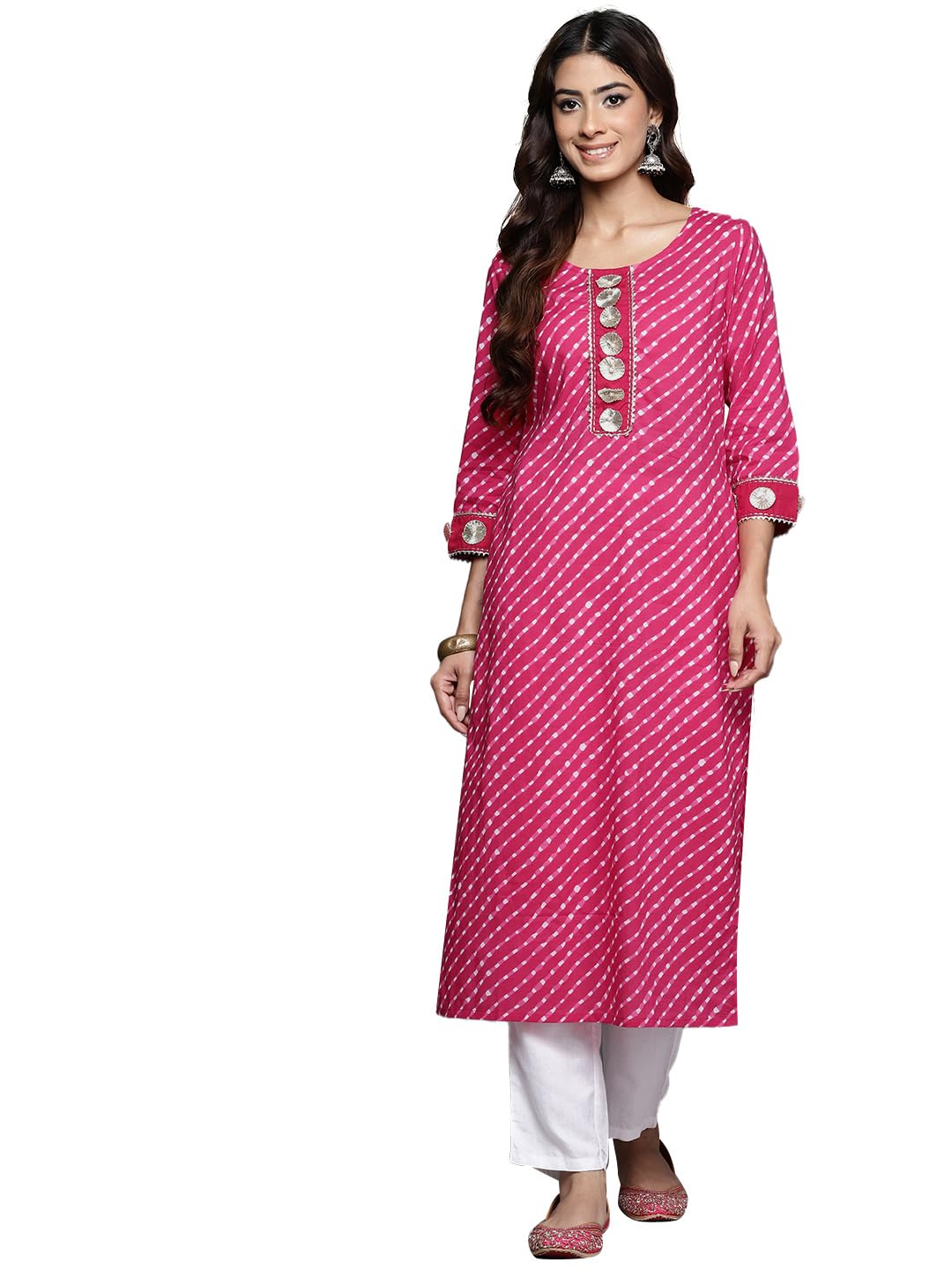 Libas WomenS Cotton Printed Straight Kurta (58123_Pink