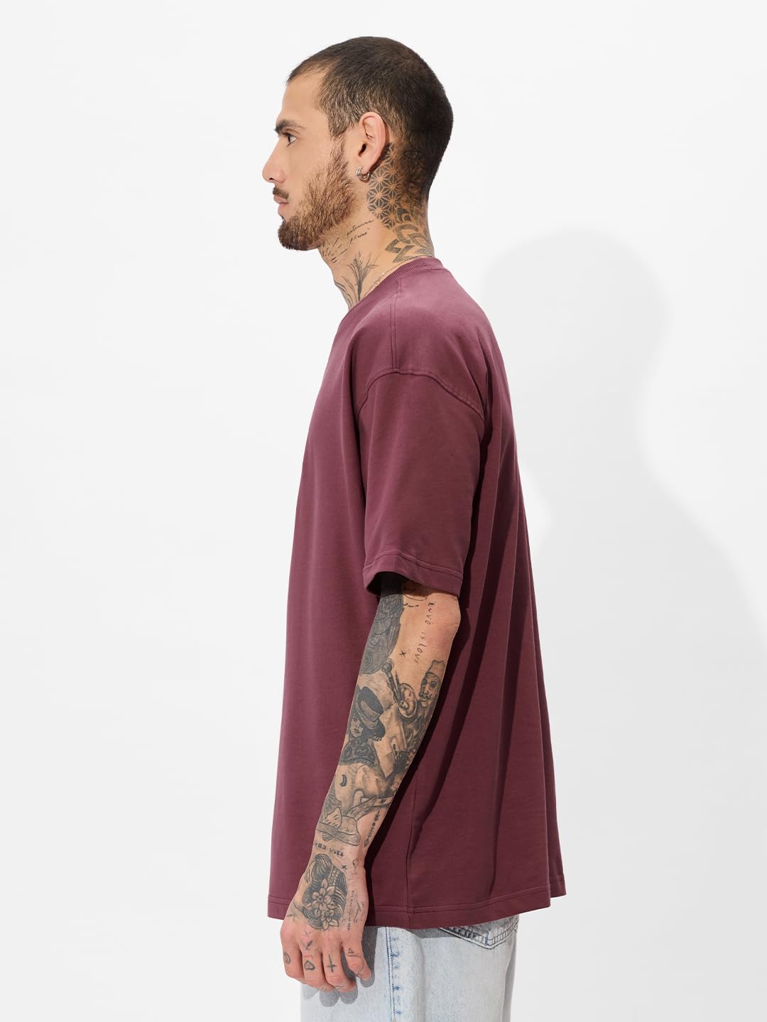 The Souled Store Beer Doggo Oversized T-Shirt for Men Boys Cotton Casual Half Sleeves Baggy Loose Fit Drop Shoulder Round Neck M