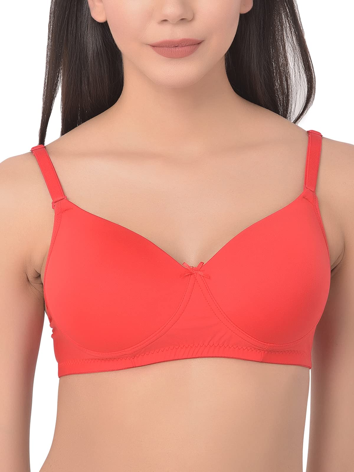 Clovia Womens Lace Padded Non-Wired Full Cup Multiway T-Shirt Bra (BR0738W04_Red_38D)