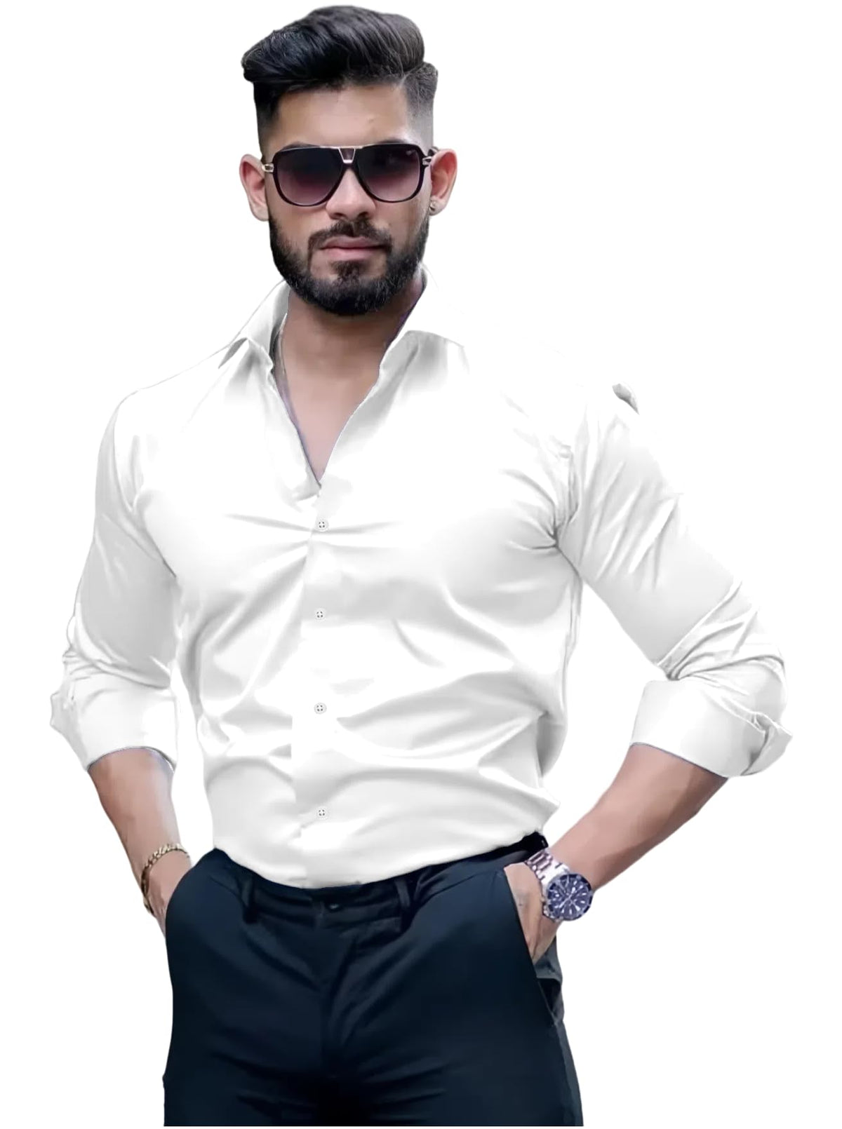 Indoprimo MenS Solid Regular Fit Shirt (If-1010-9D2Z_White