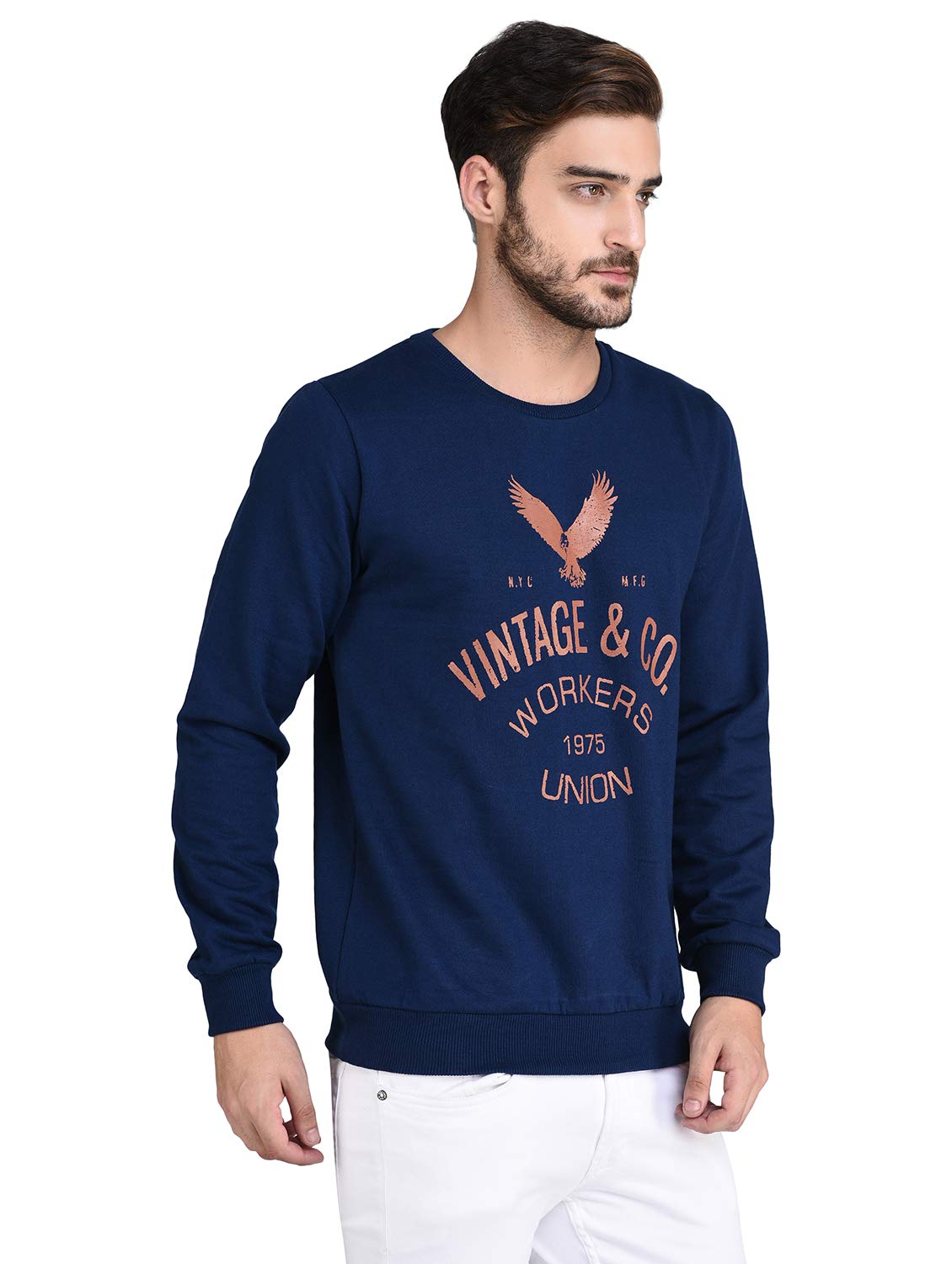 Rigo Blue Fleece Printed Sweatshirt-Full