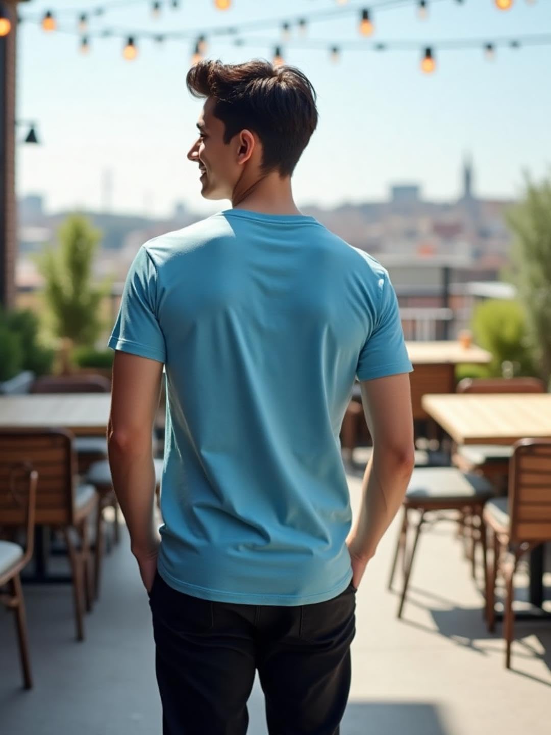 Nobero MenS Letter Print Regular Fit T-Shirt (1M-Twts-C0561-Wr_Powder Blue