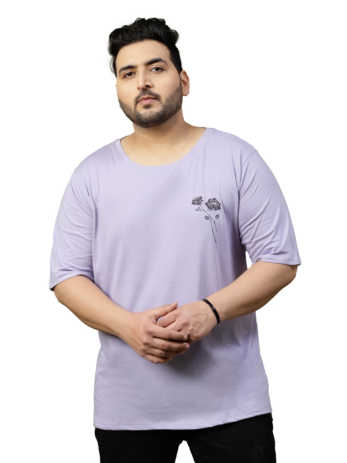 Rigo Printed Oversized T-Shirts | Plus Size Oversized Tees for Men | Drop Shoulder T-Shirt for Man Light Purple