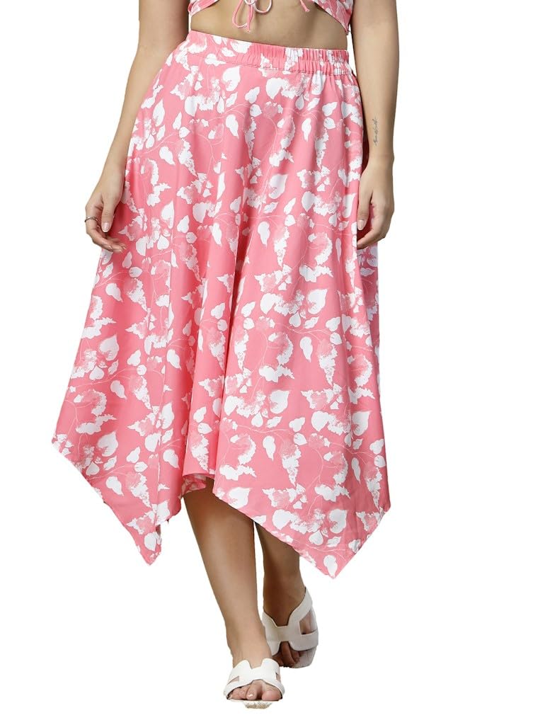 OOMPH! Long Skirts for Women Pink - msk174