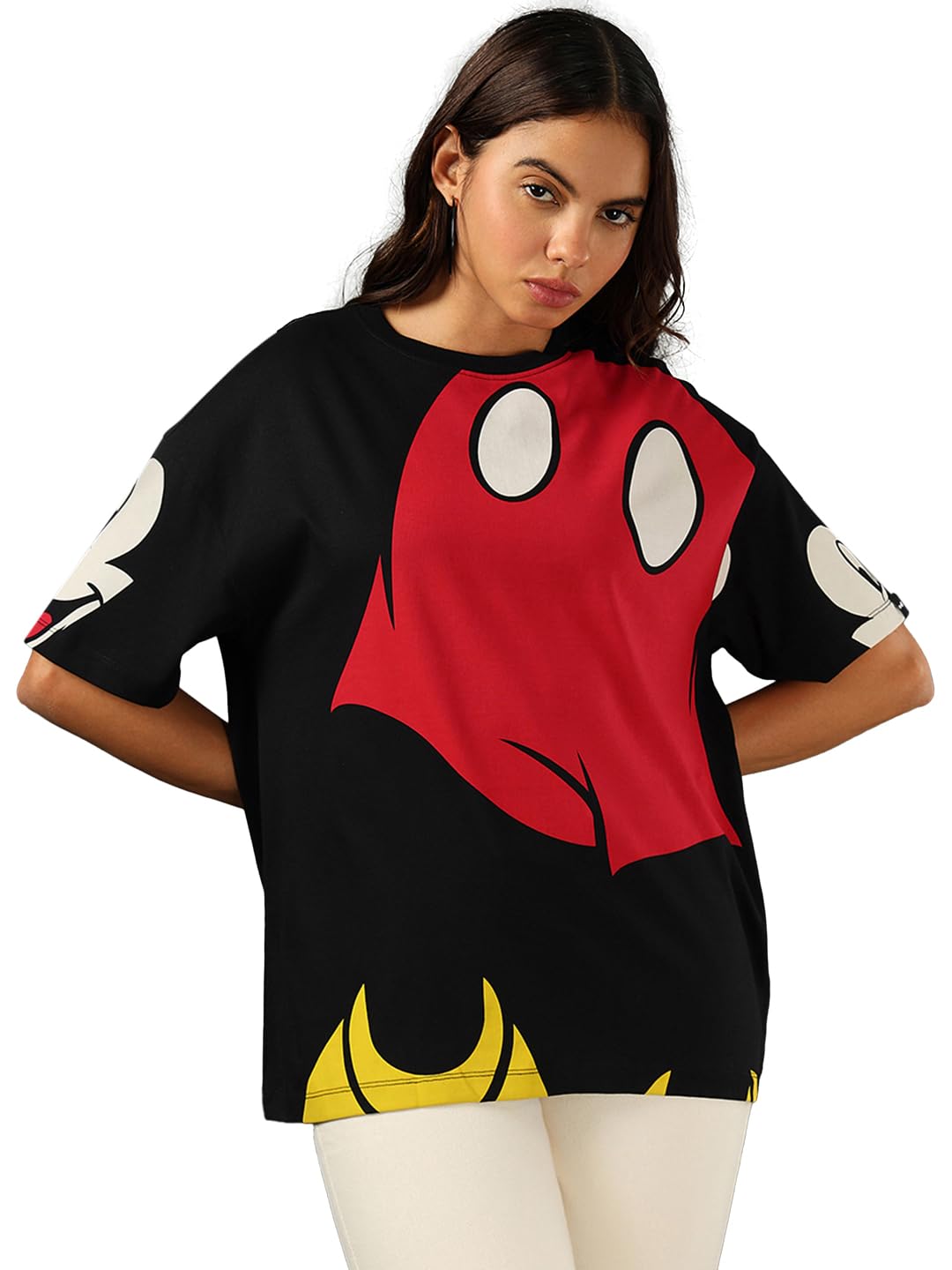 Bewakoof Official Disney Merchandise WomenS Graphic Printed Oversized T-Shirt_581989_Black_2Xl