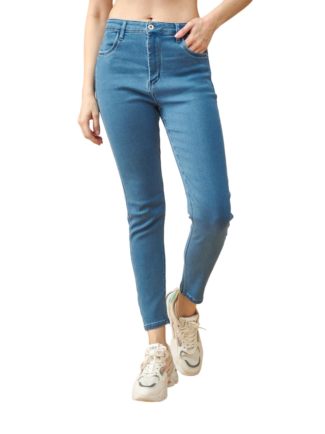 Lyra Women High-Waist Ankle-Length Tapered Jeans Stone Blue