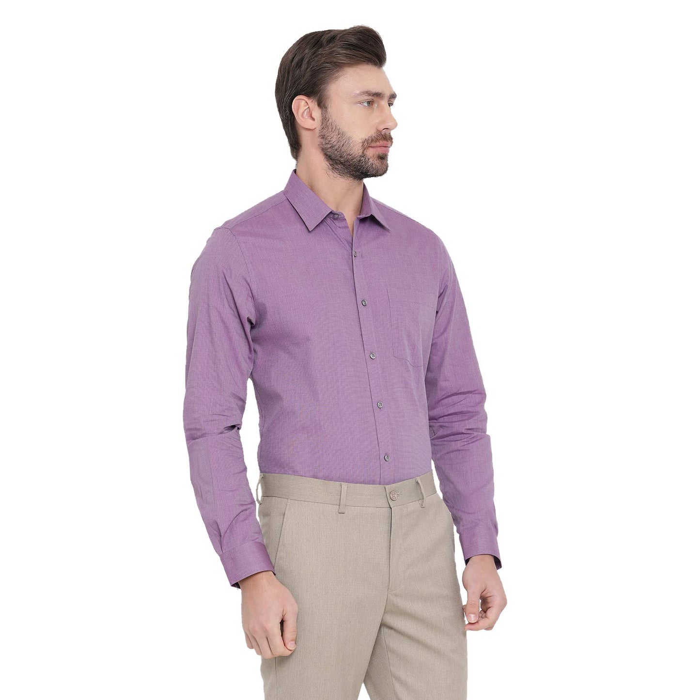 Turtle Men Cotton Purple Slim Fit Solid Shirts