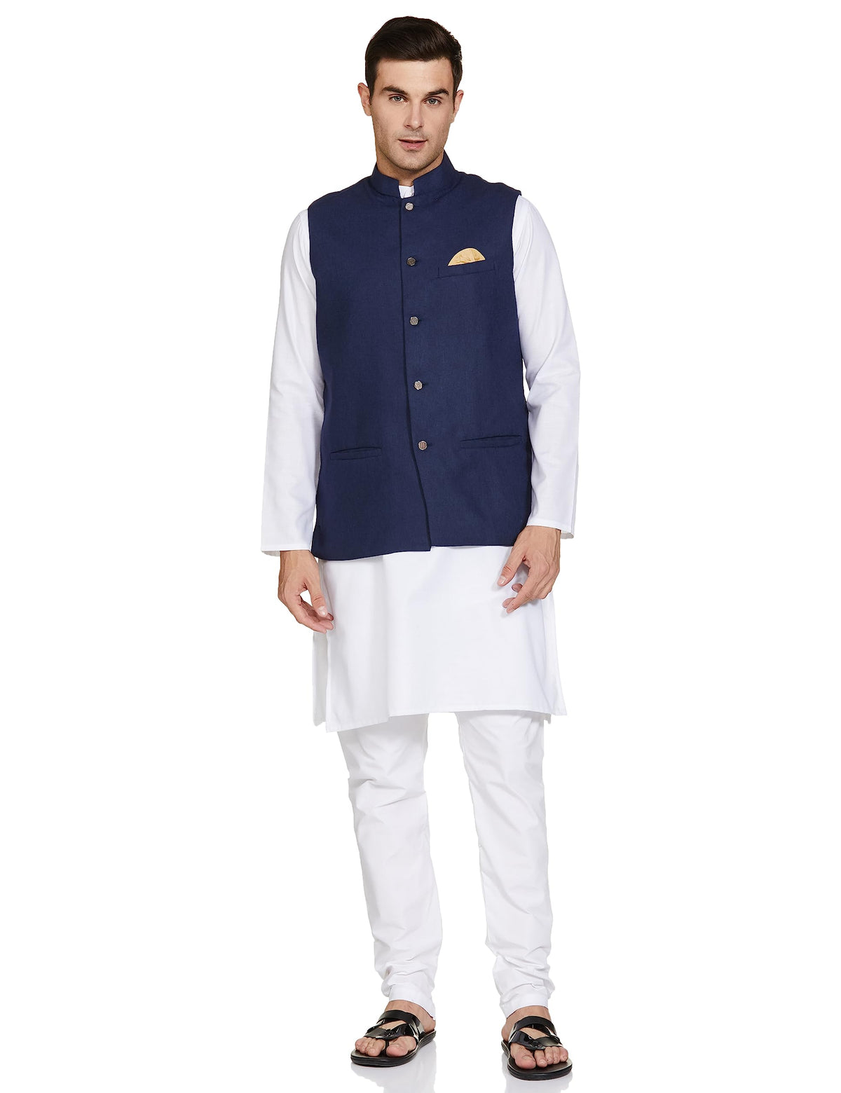 BE ACTIVE Mens Solid Linen Blend Kurta Pyjama 3 Piece Set || Men Kurta Pajama With Modi Jacket || Kurta Pajama Nehru Jacket For