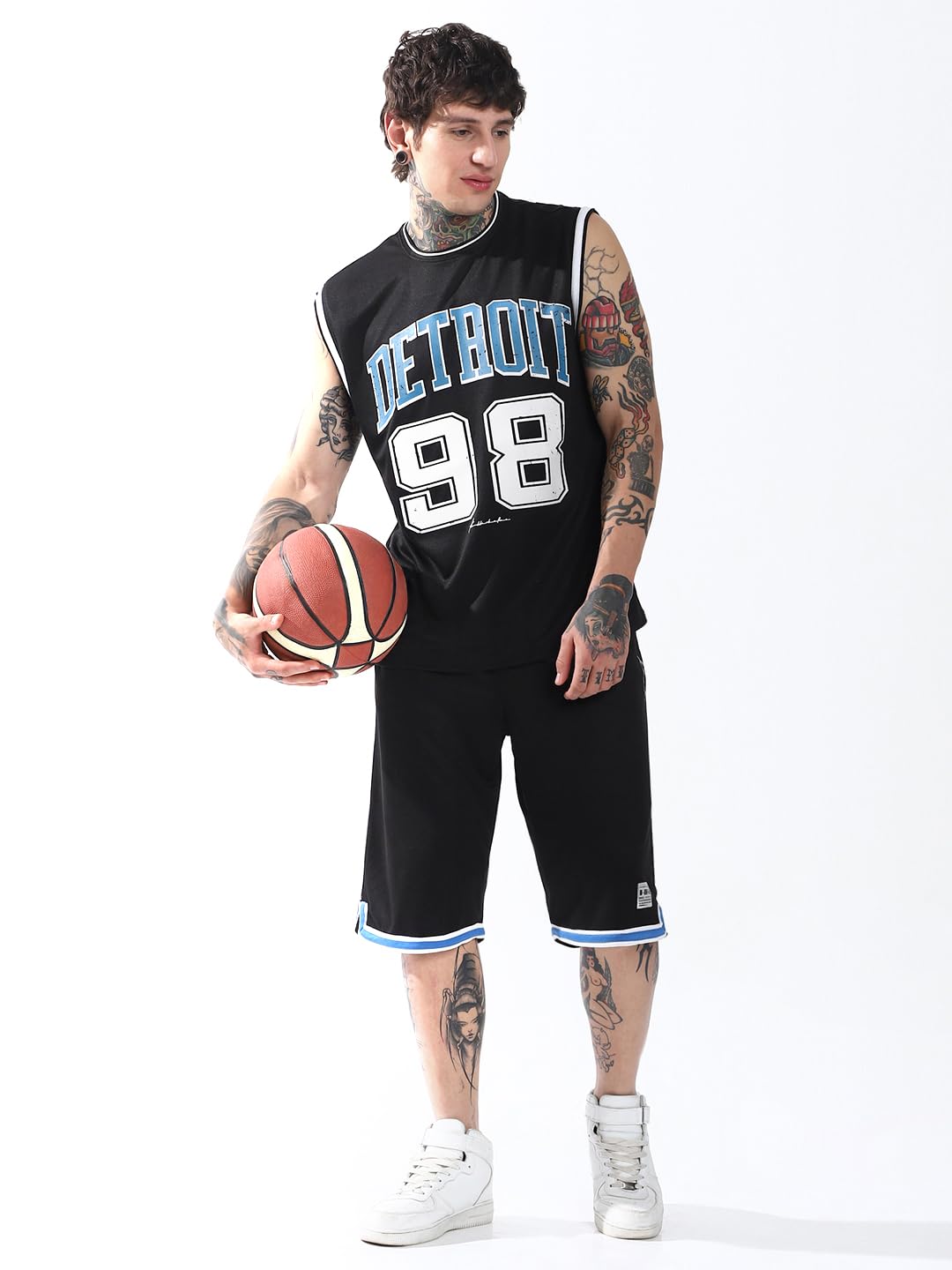 Hubberholme Men Printed Longline Oversized Mid-Rise Round Neck Sleeveless Co-Ord