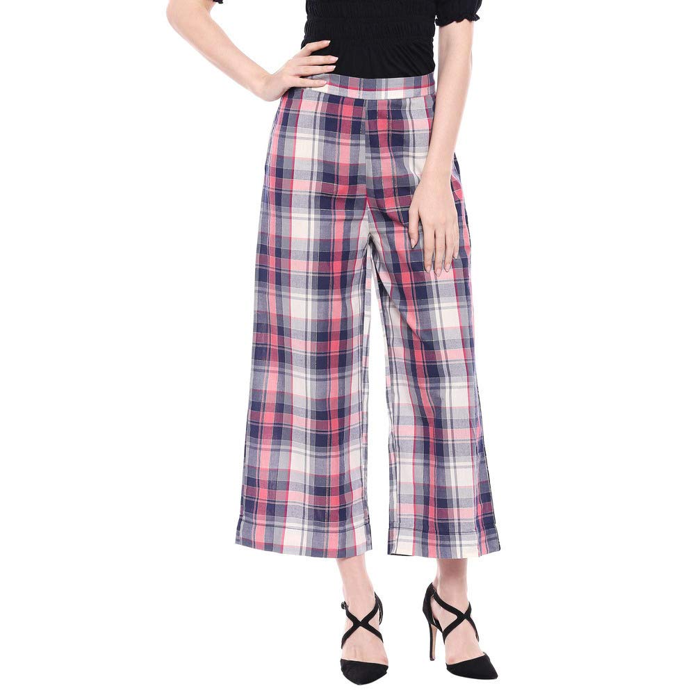 Aurelia Women Straight Fit Cotton Palazzos (20Fea60005-700438_Pink_X-Large_Pink_Xl)