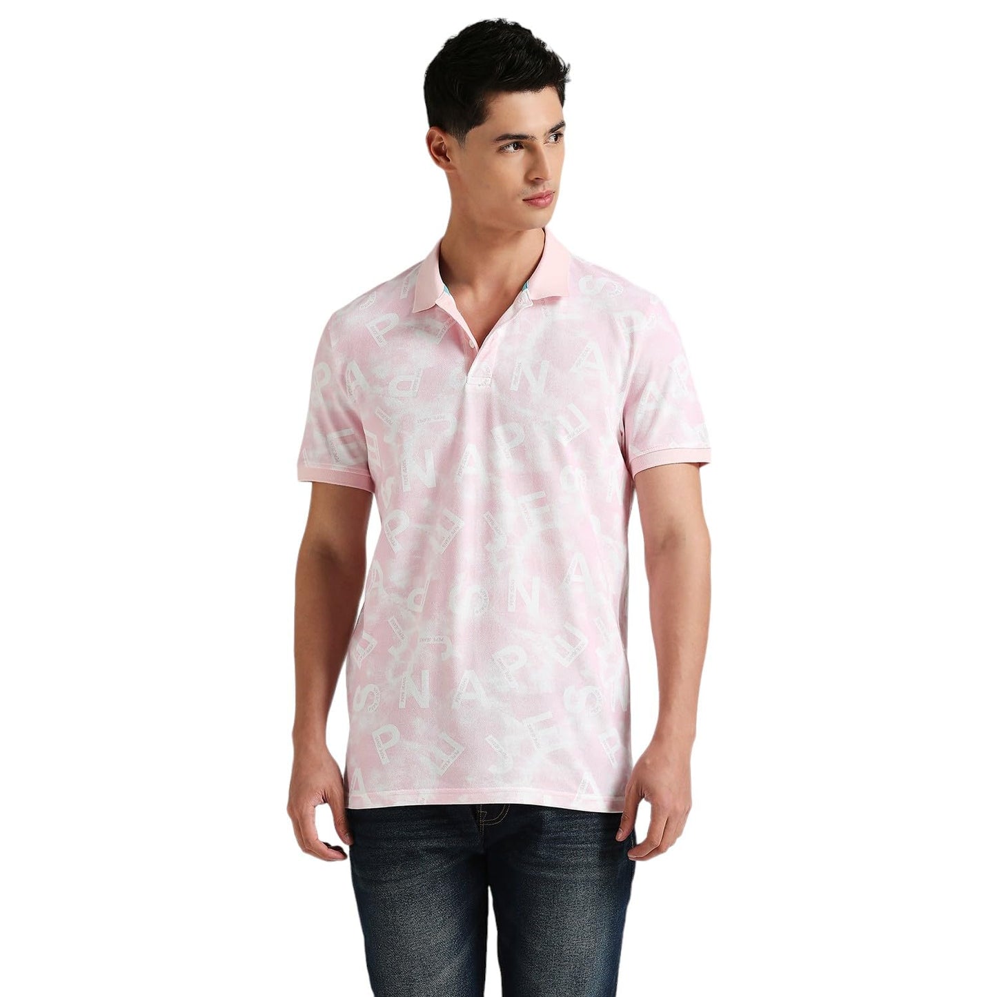 Pepe Jeans MenS Letter Print Regular Fit T-Shirt (Pm542182_Pink